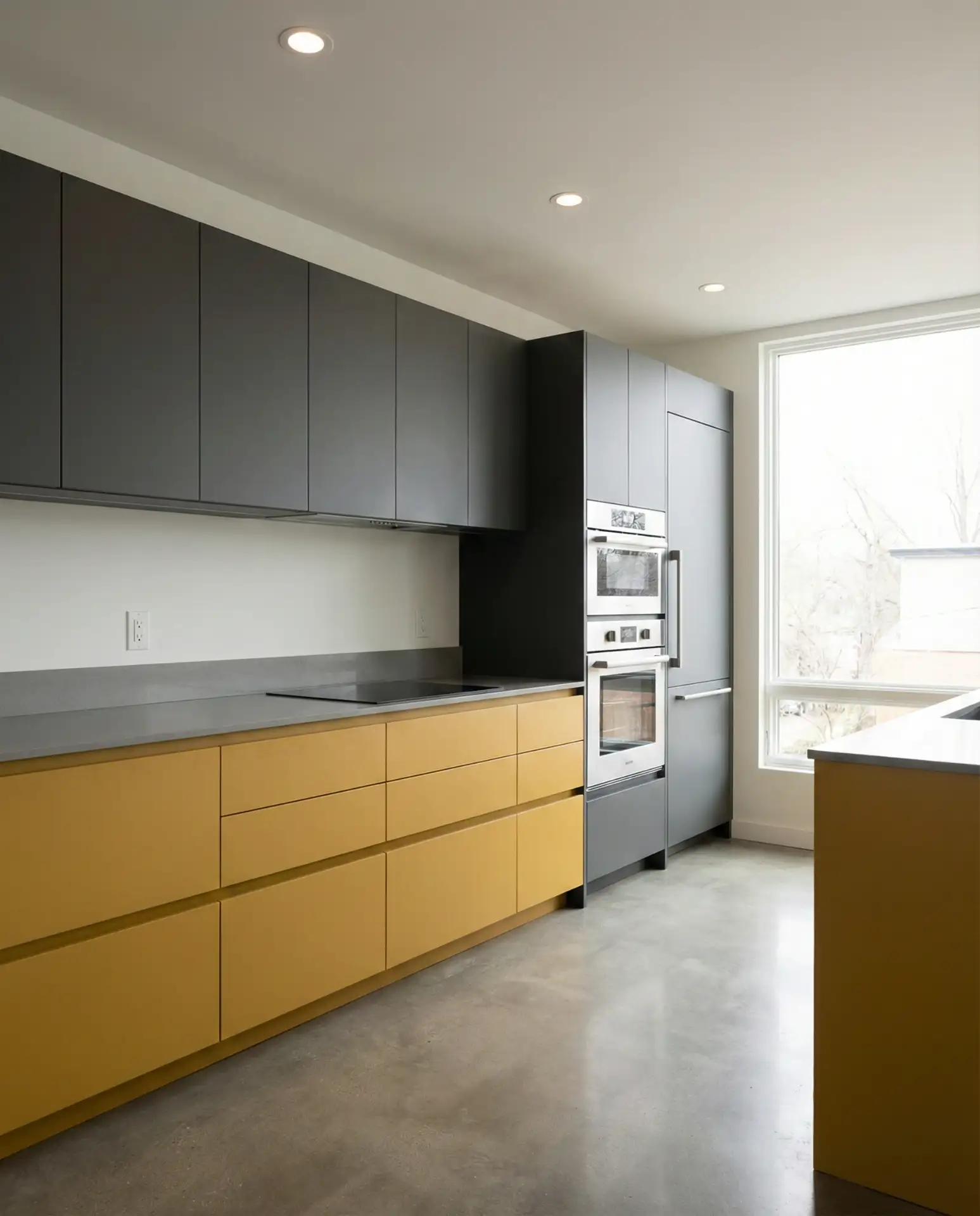 Mustard and Grey Modern Minimalist Kitchen 1