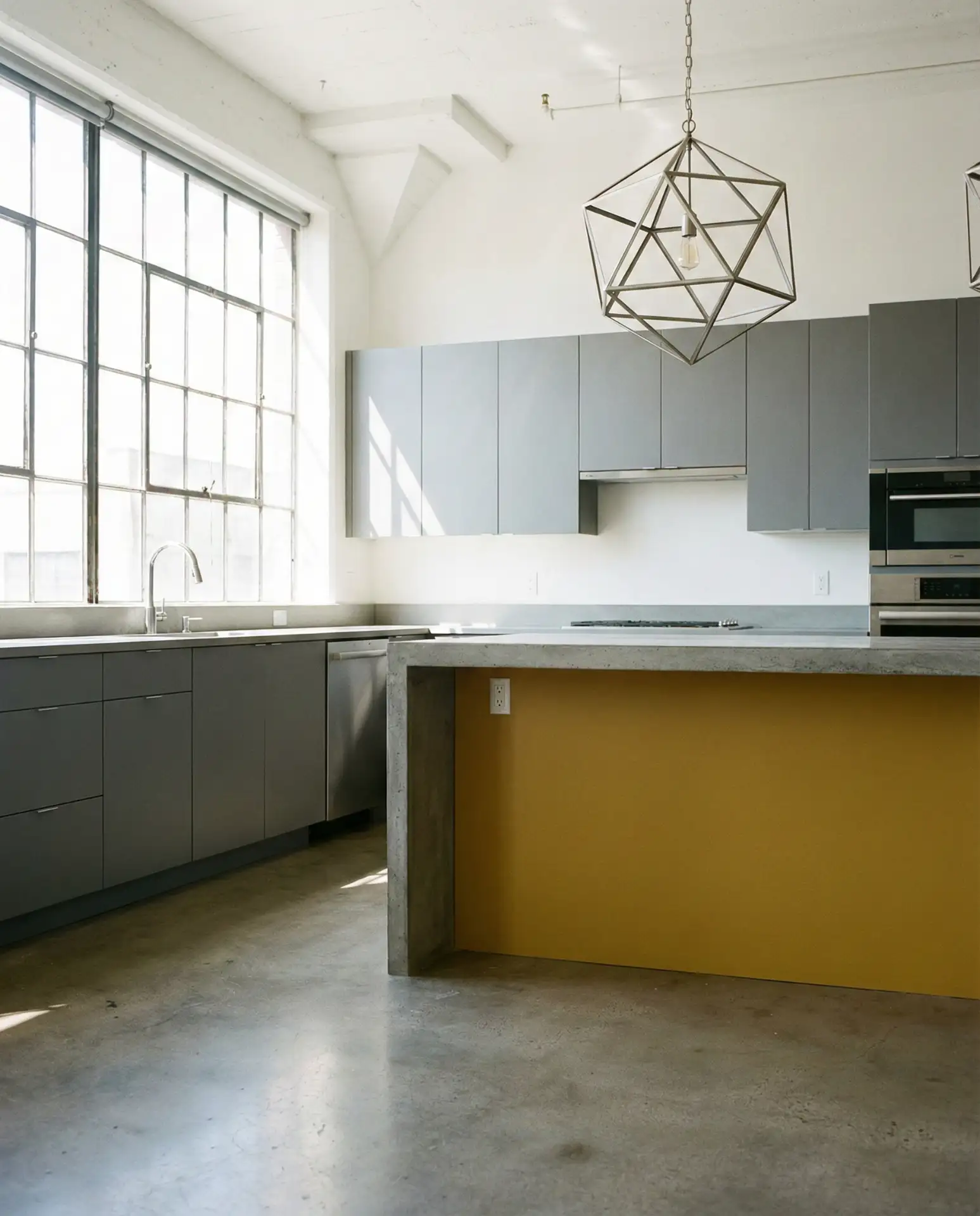 Mustard and Grey Modern Minimalist Kitchen 2
