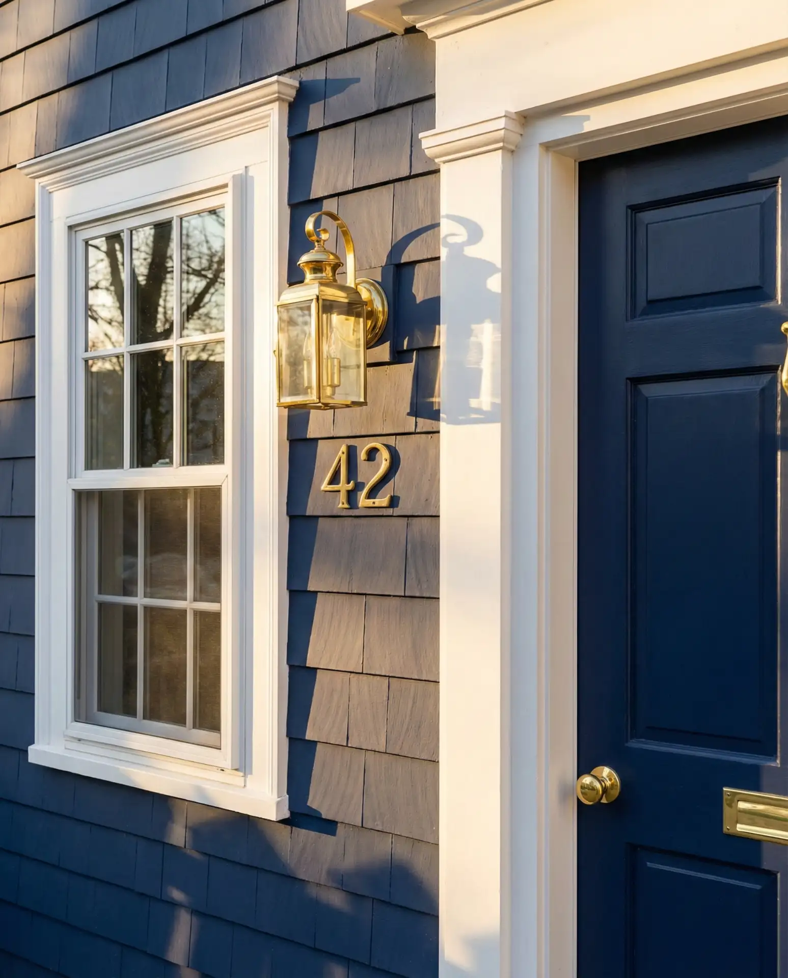 Navy Blue with Crisp White and Brass Details 1
