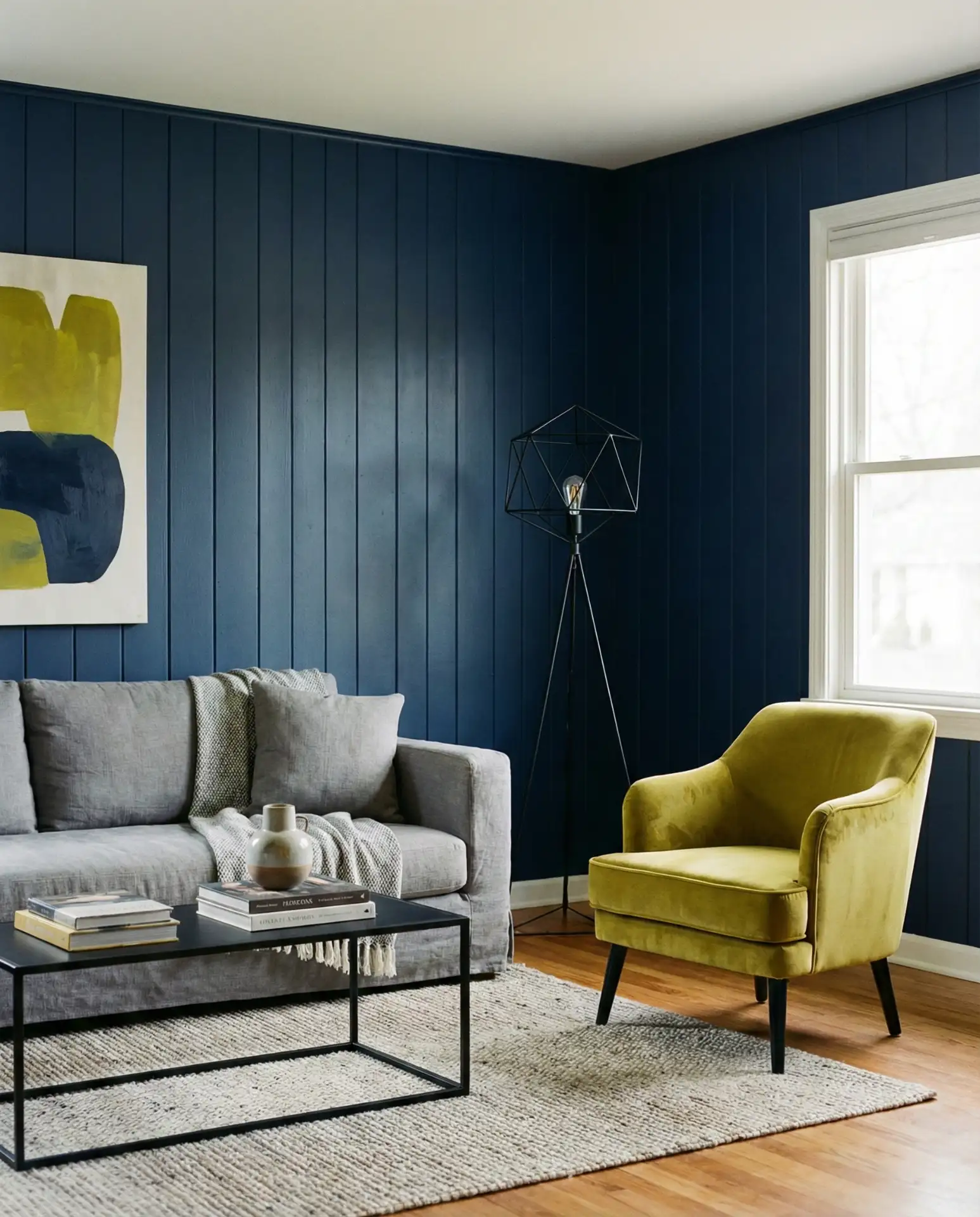 Navy Paneling with Chartreuse Accents 2
