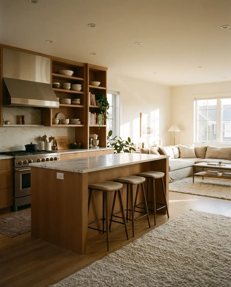 Open Concept Kitchen with Living Room Flow 1