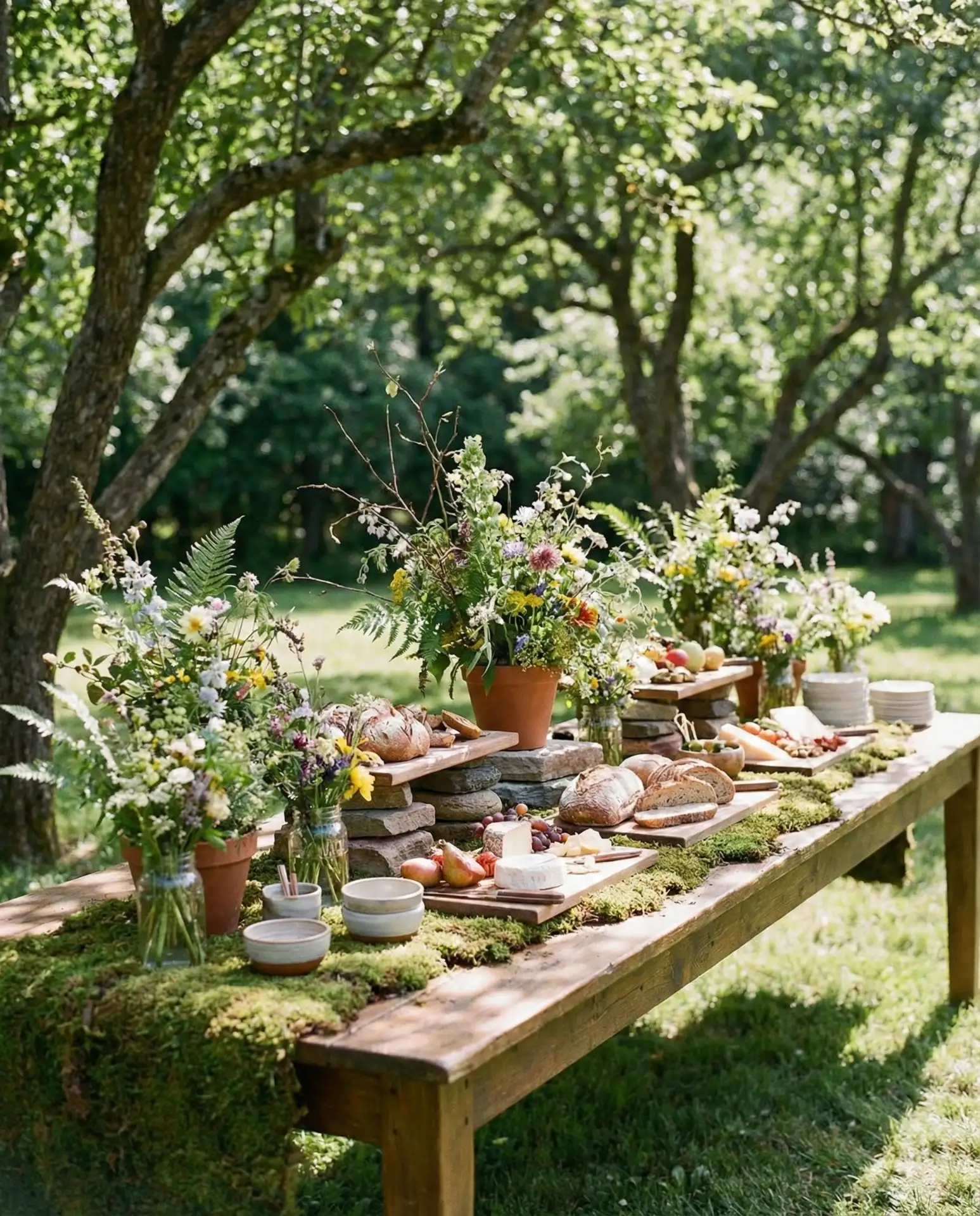 Outdoor Garden Wedding Buffet with Natural Elements 1
