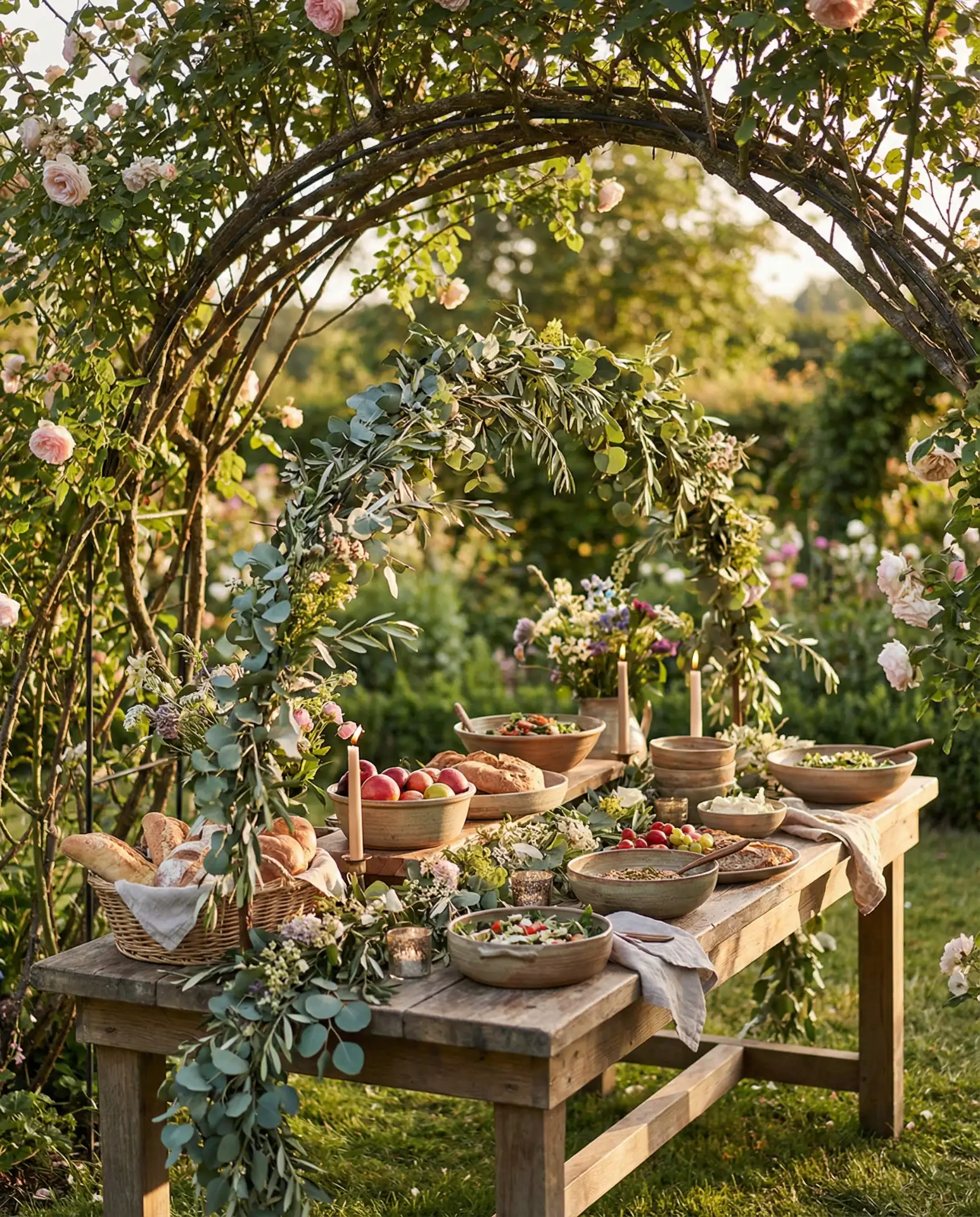 Outdoor Garden Wedding Buffet with Natural Elements 2