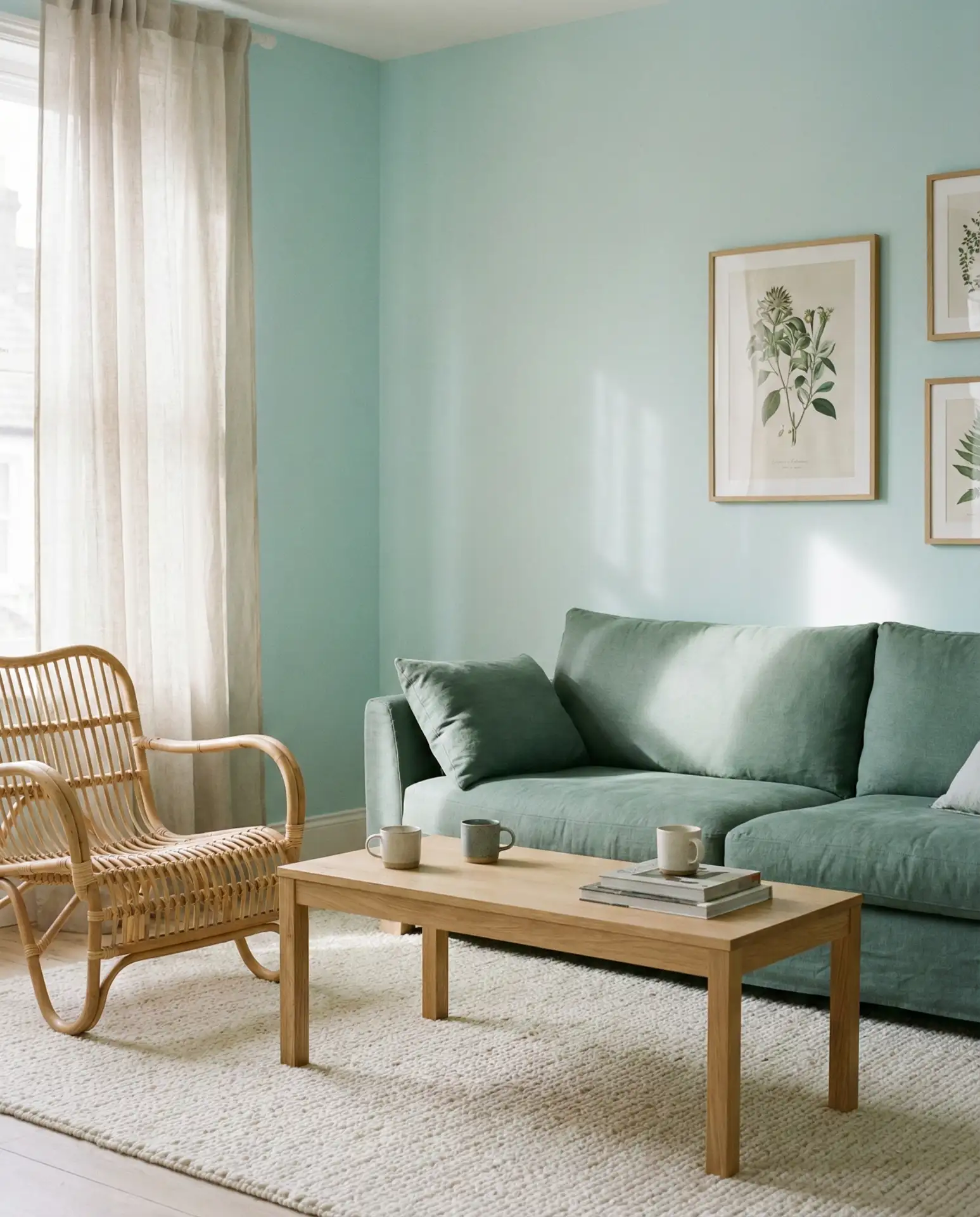 Pale Aqua Walls with Eucalyptus Green Furniture 2