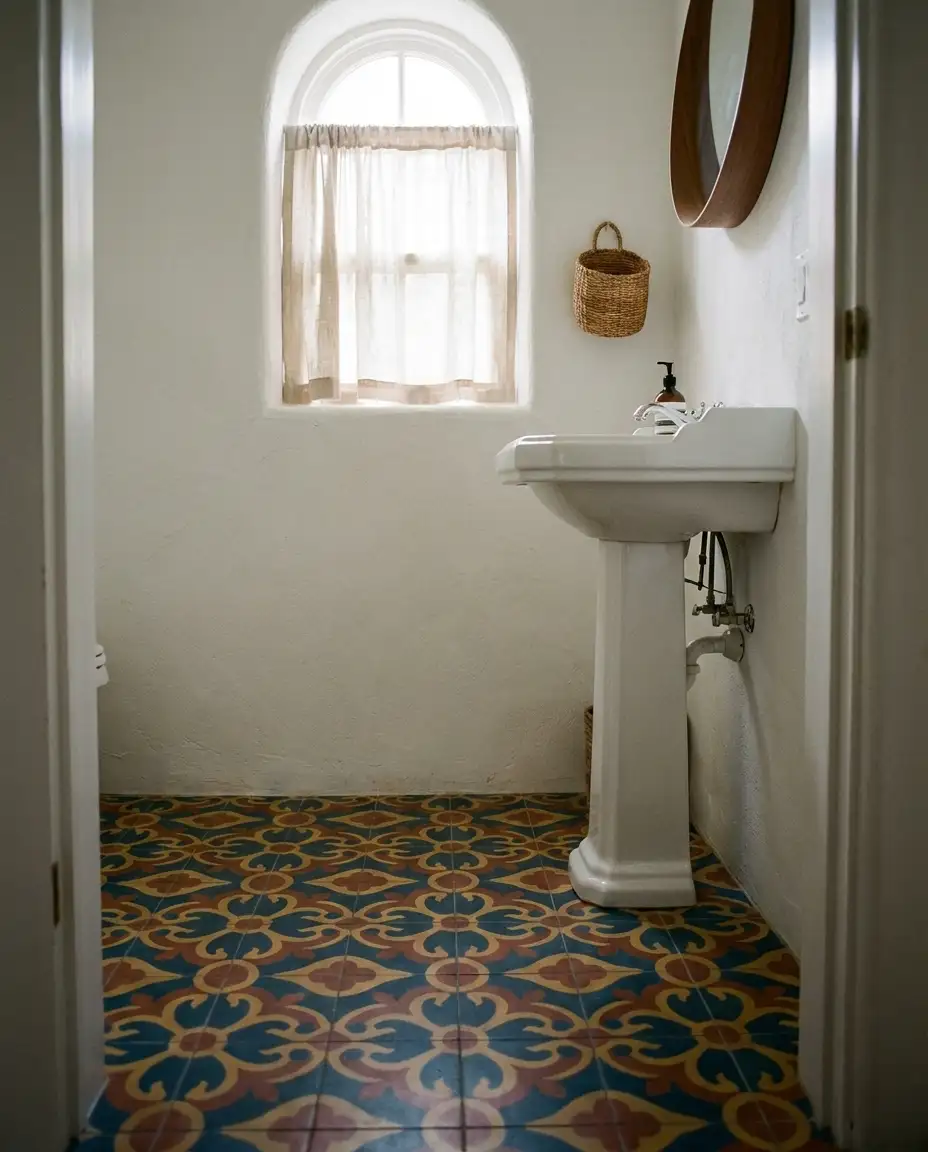 Patterned Cement Tiles for Half Baths 1