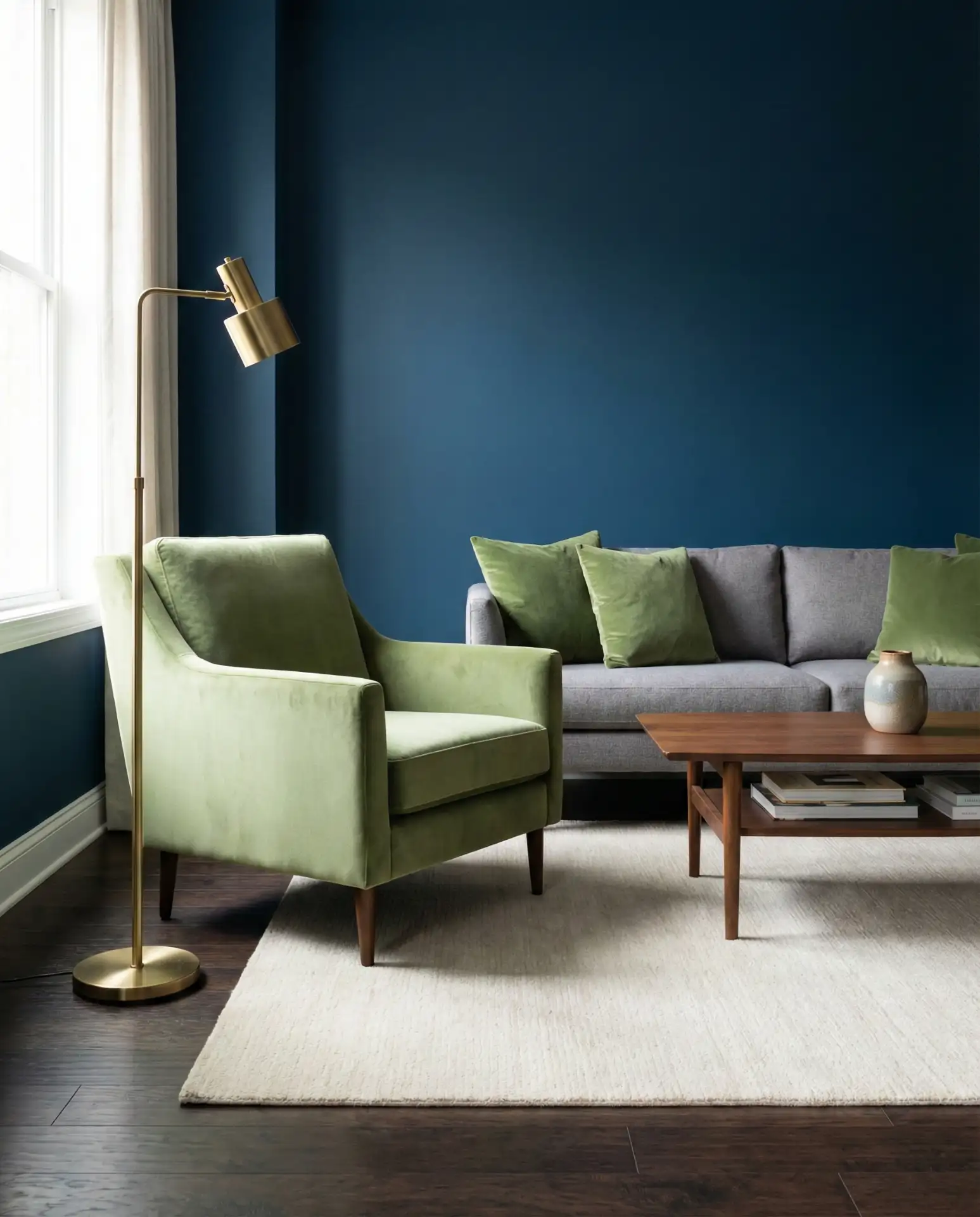 Prussian Blue Walls with Pistachio Green Accents 2
