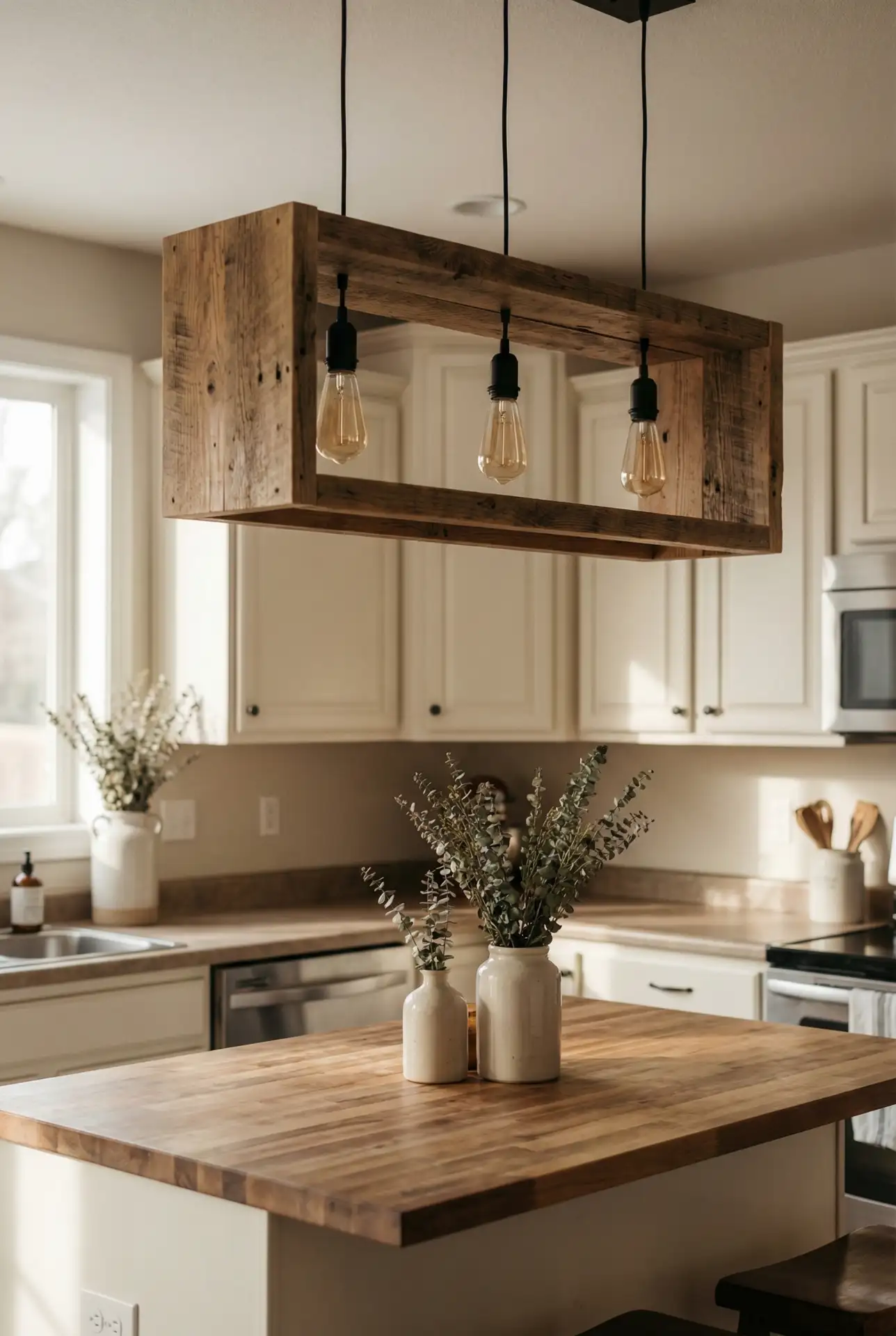 Reclaimed Wood Box Makeover Chandelier 2