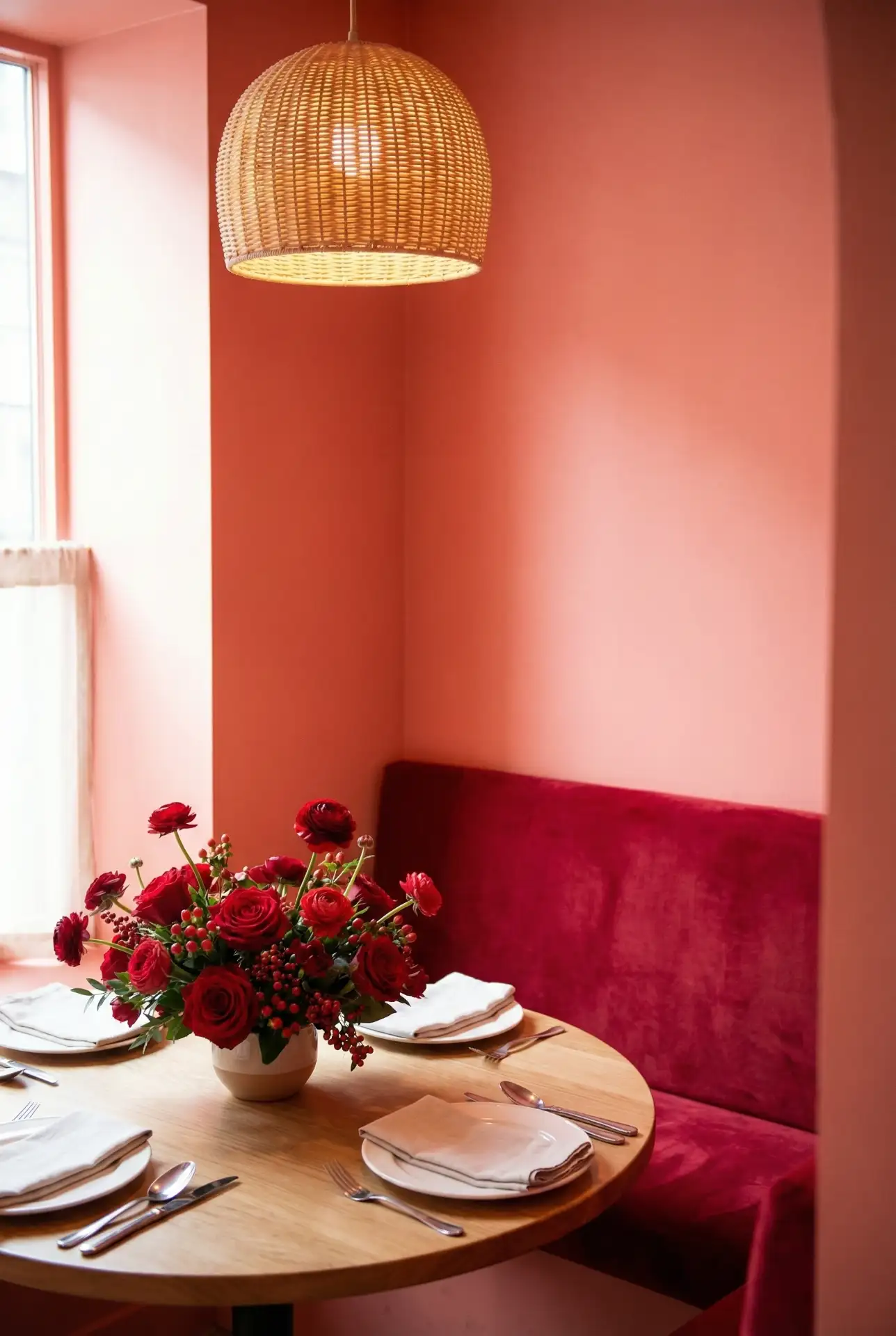 Red and Pink Valentine's-Ready Dining Room 1