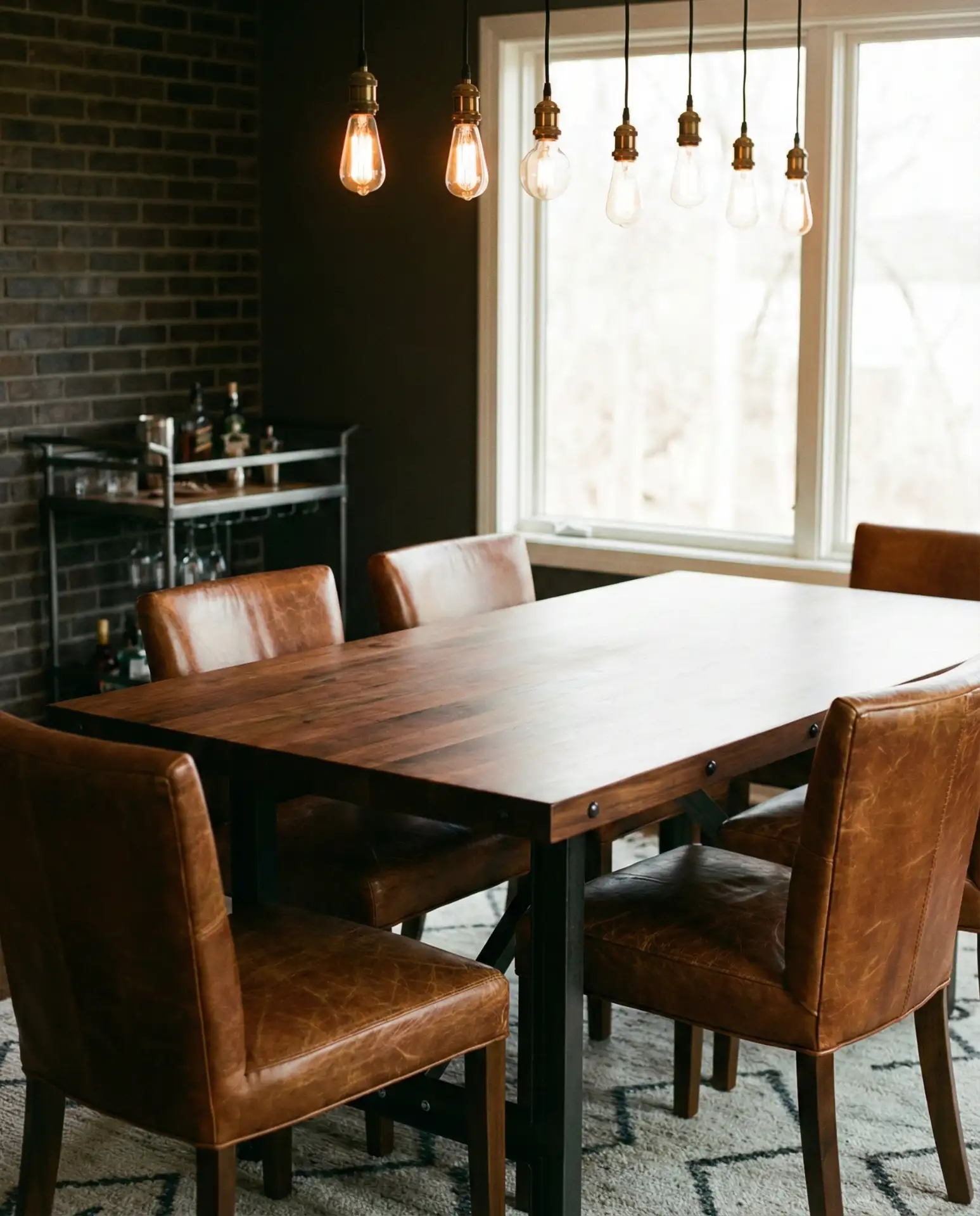 Rich Leather Dining Chairs with Aged Patina 2