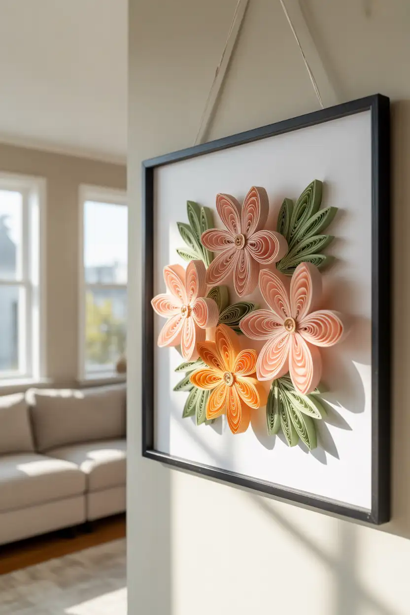 Rolled Paper Flower Art Shadow Box 1