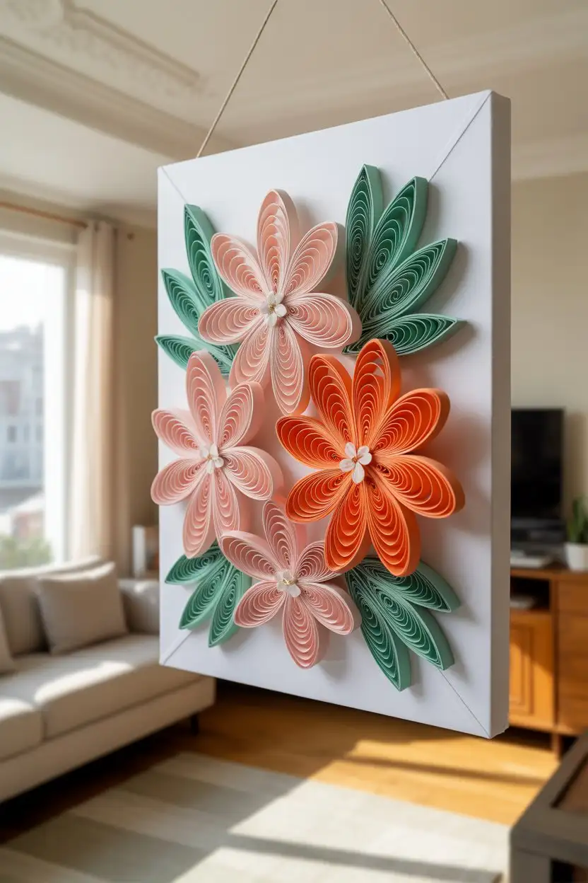 Rolled Paper Flower Art Shadow Box 2