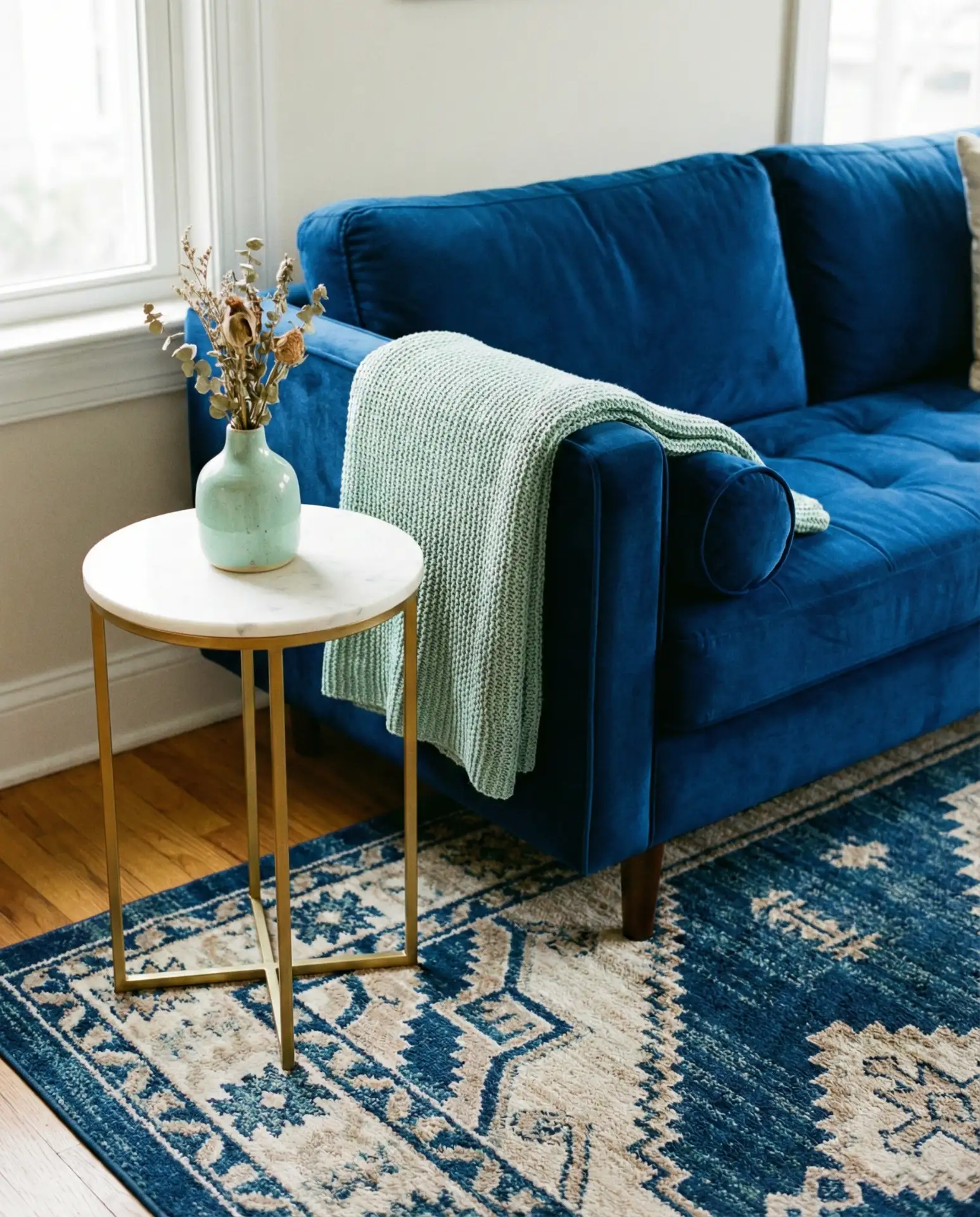 Royal Blue Velvet with Mint Green Accents 2