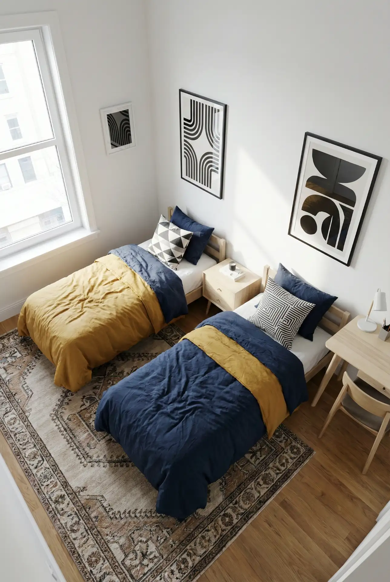 Sims 4 Inspired Twin Bedroom with Bold Color Blocking 1