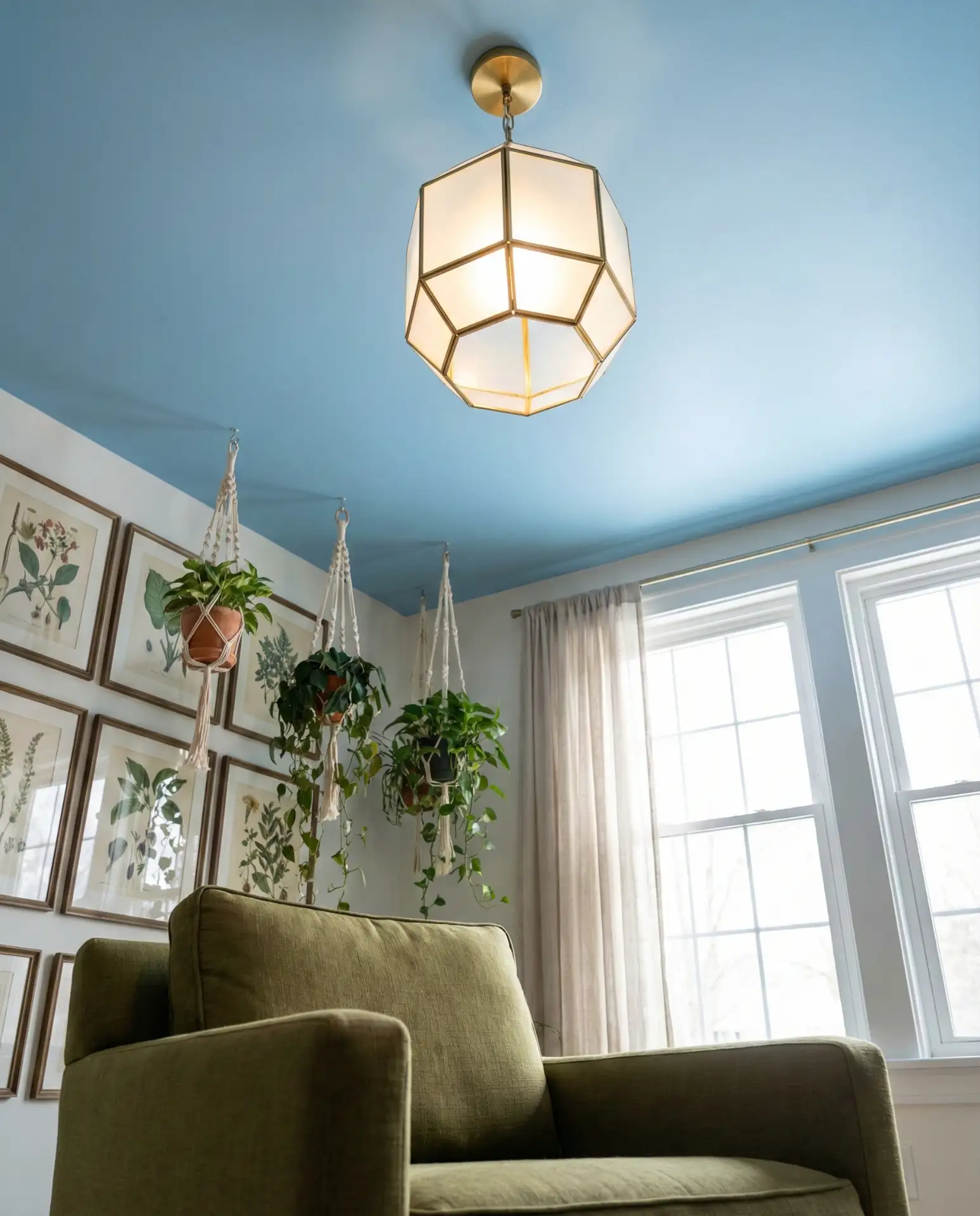 Sky Blue Ceiling with Olive Upholstery 2