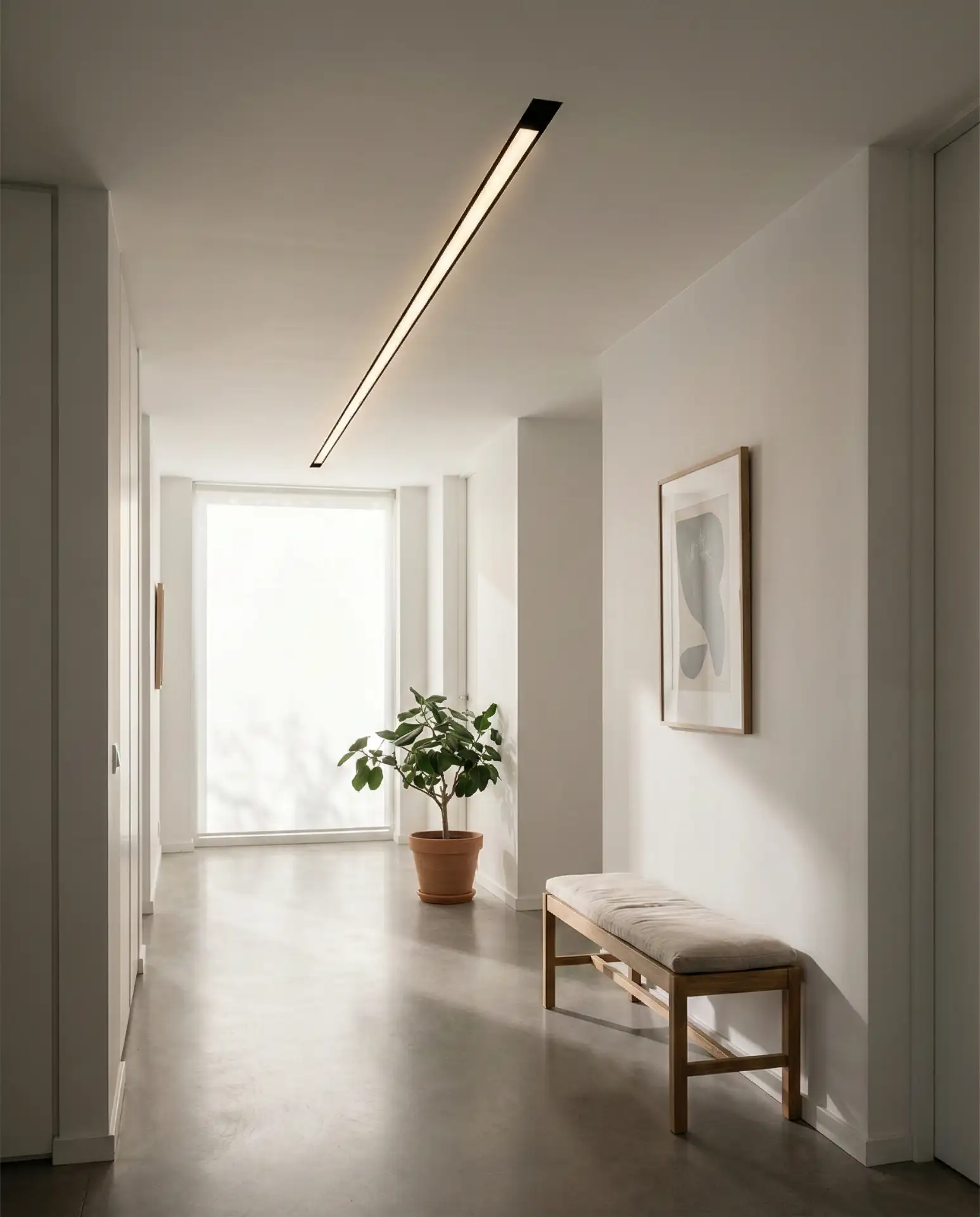 Sleek Linear LED Fixtures for Modern Hallways 2