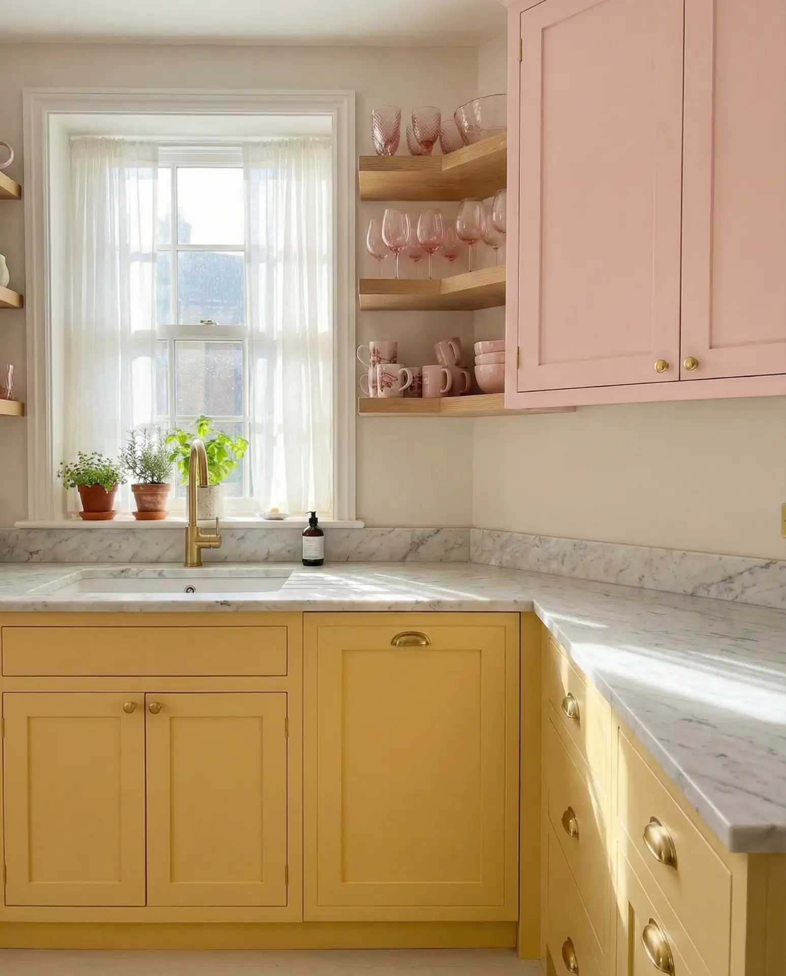 Soft Yellow and Pink Retro Kitchen 2
