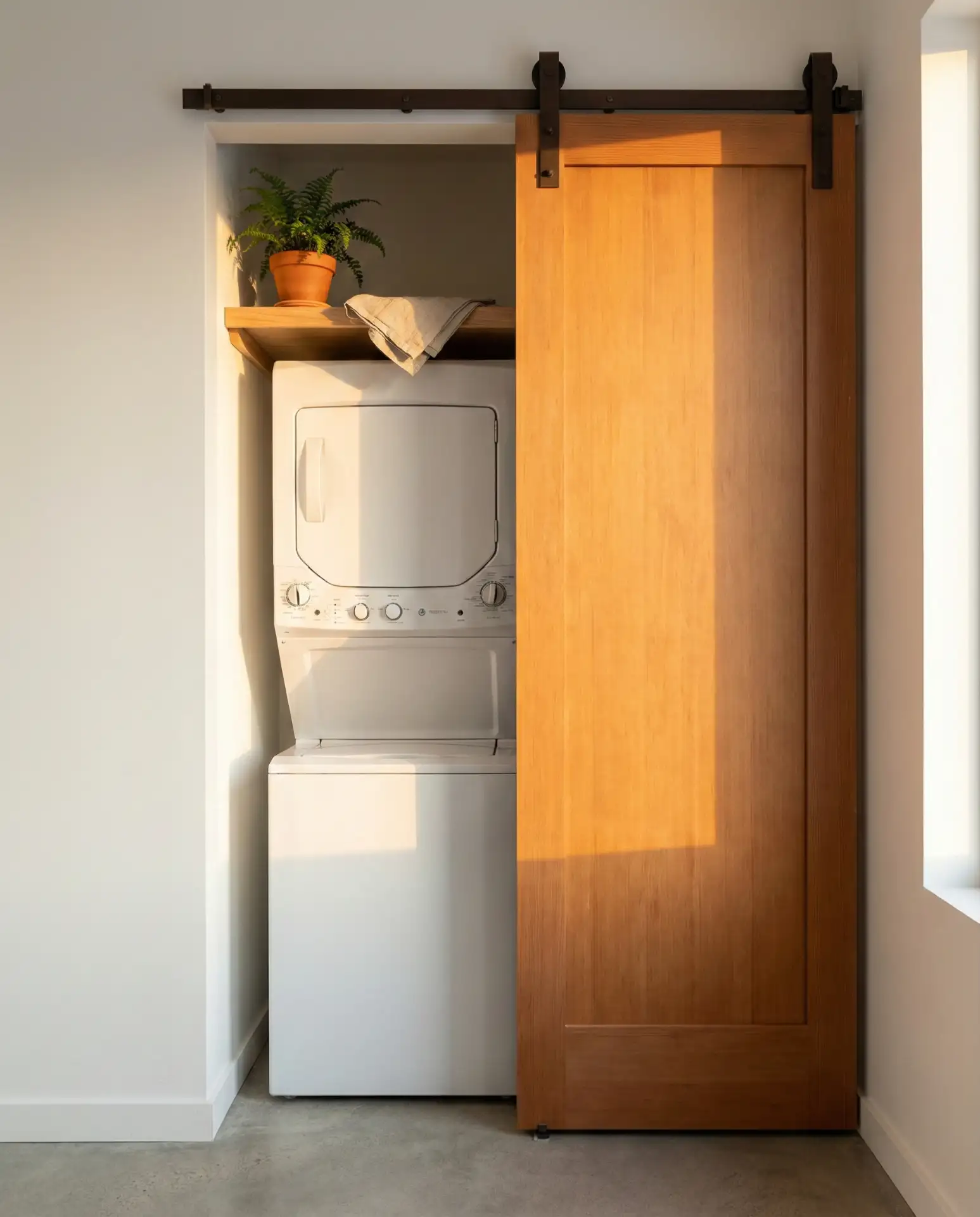 Stacked Washer and Dryer in a Closet Nook 2