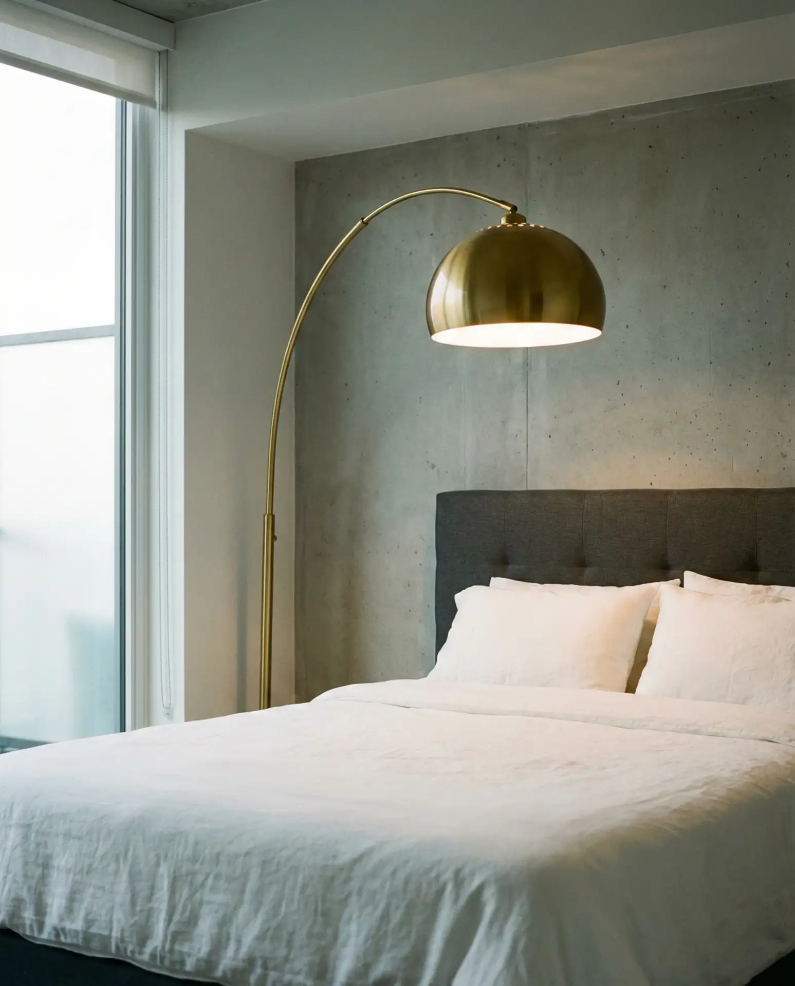 Statement Arc Floor Lamp Beside the Bed 1