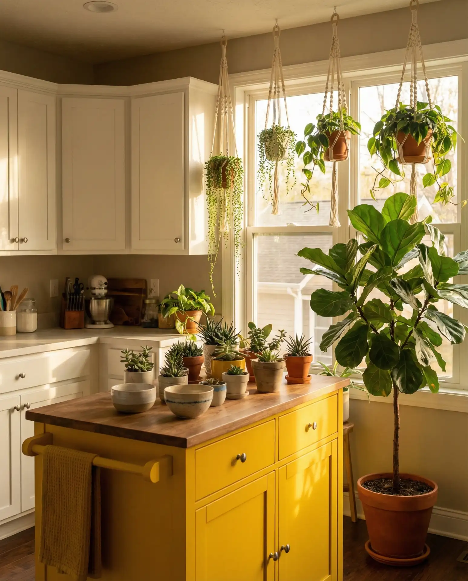 Sunny Yellow Kitchen with Indoor Plants 1
