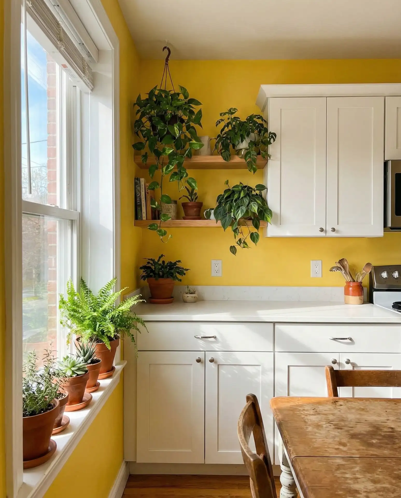 Sunny Yellow Kitchen with Indoor Plants 2