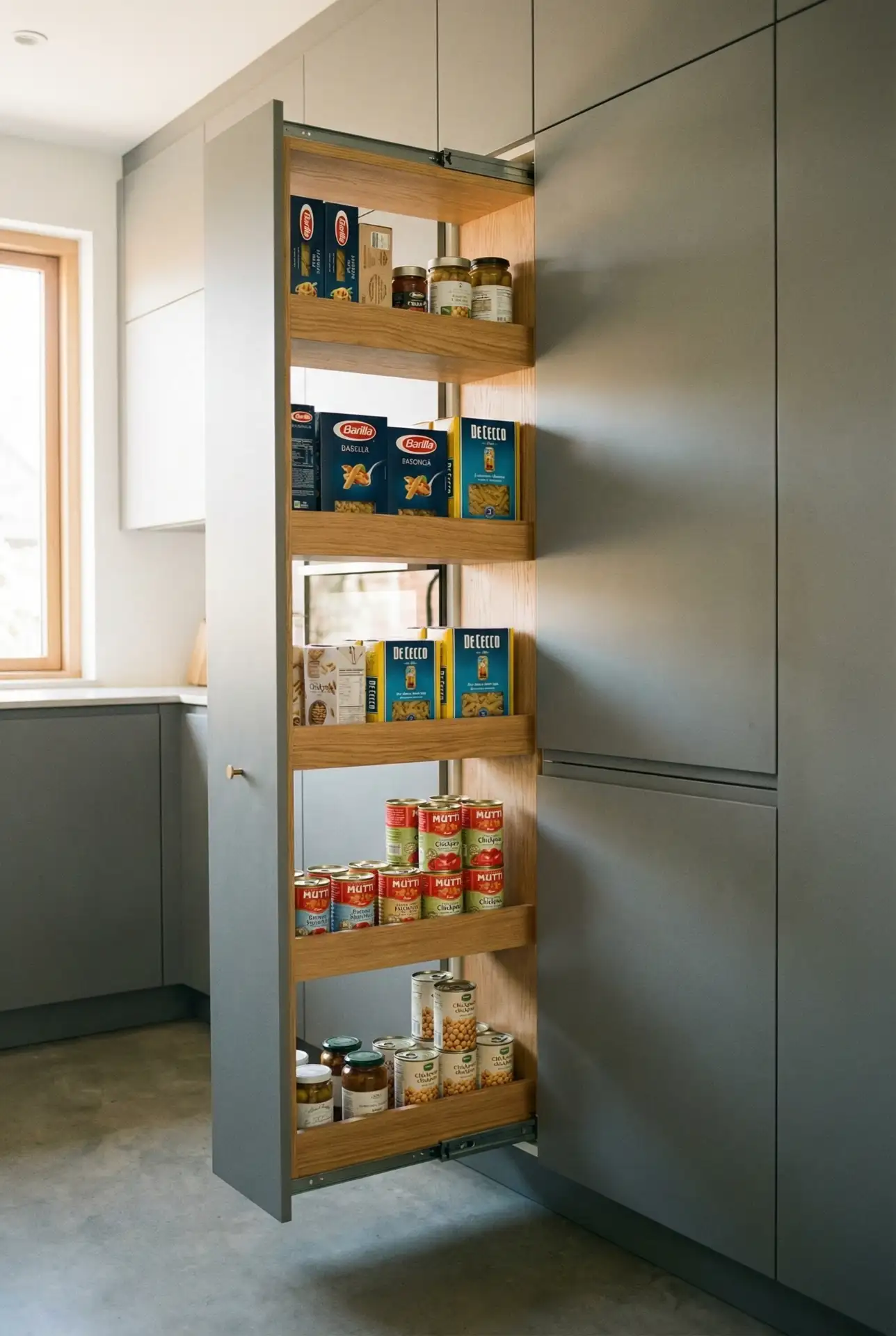 Tall Pull-Out Pantry for Dry Goods 1