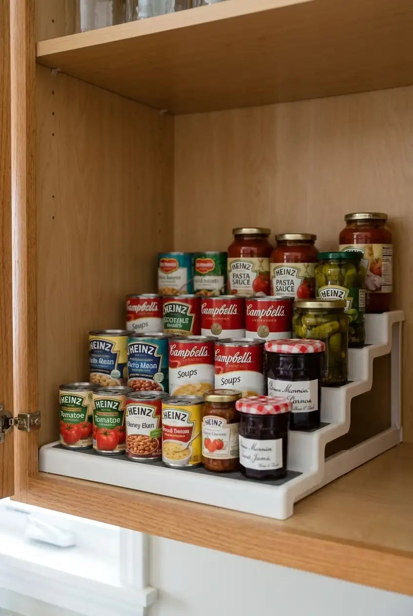 Tiered Shelf Risers for Canned Goods 1