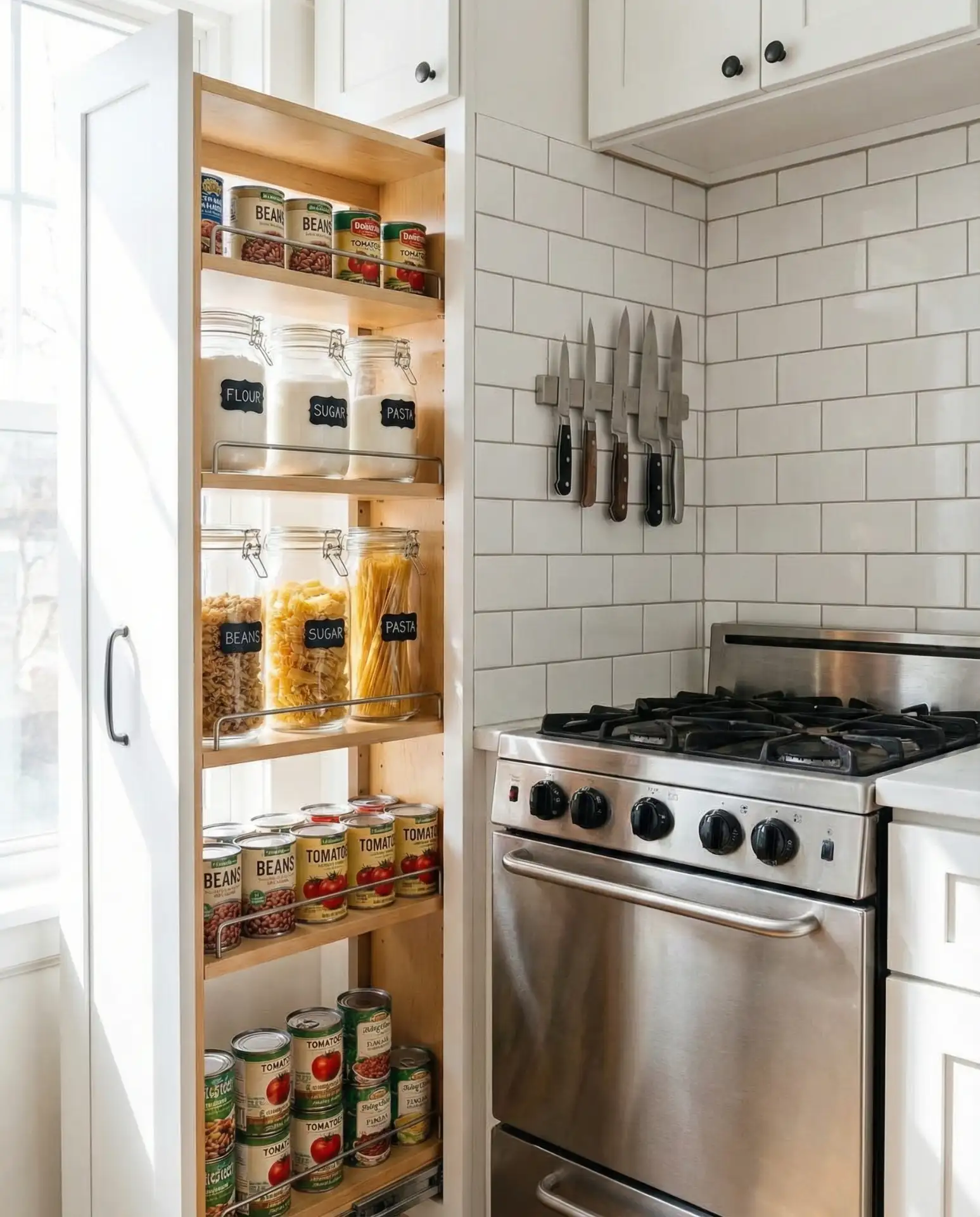 Tiny Kitchen with Pull-Out Pantry Solutions 2