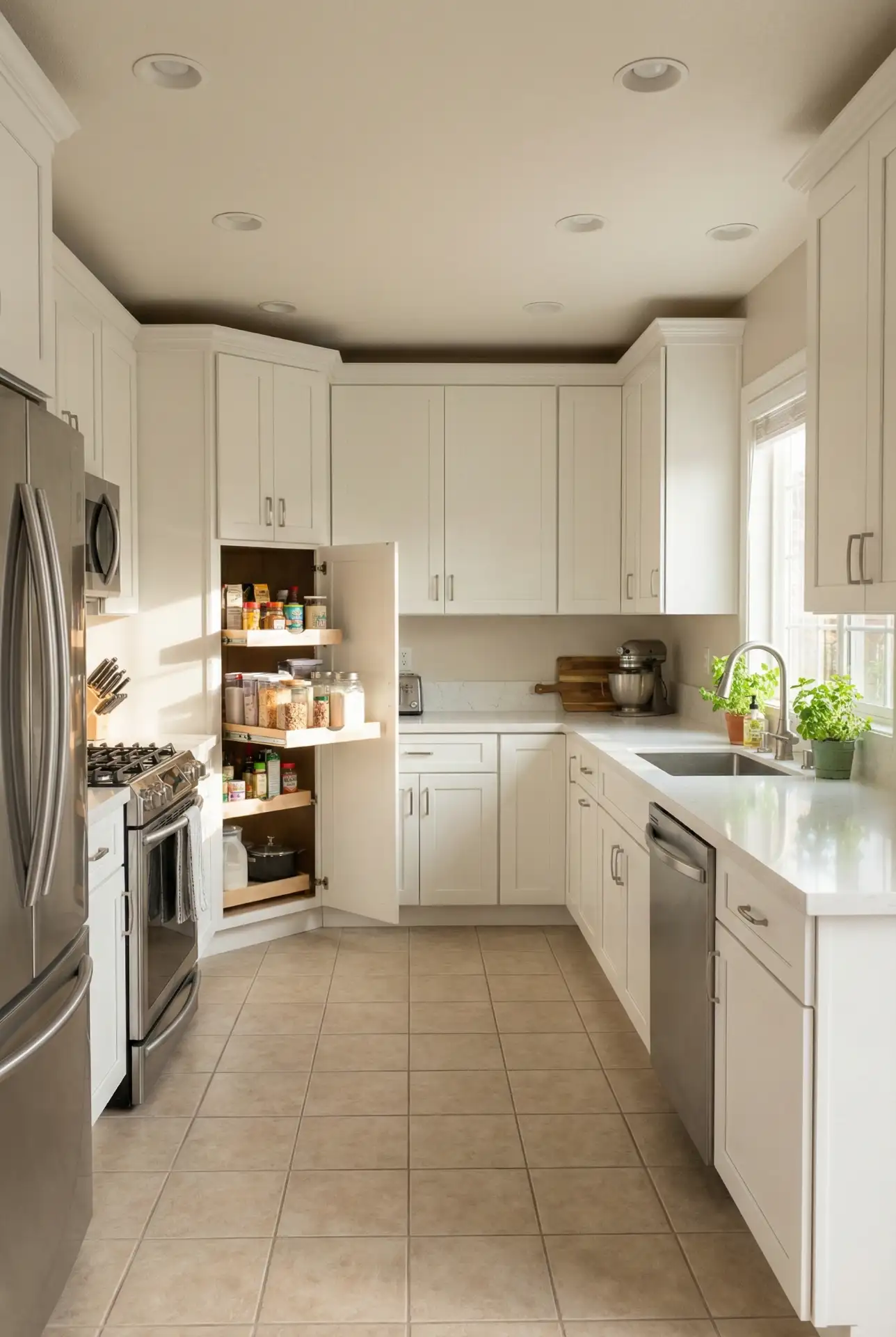 U-Shaped Layout With Corner Pantry Storage 1