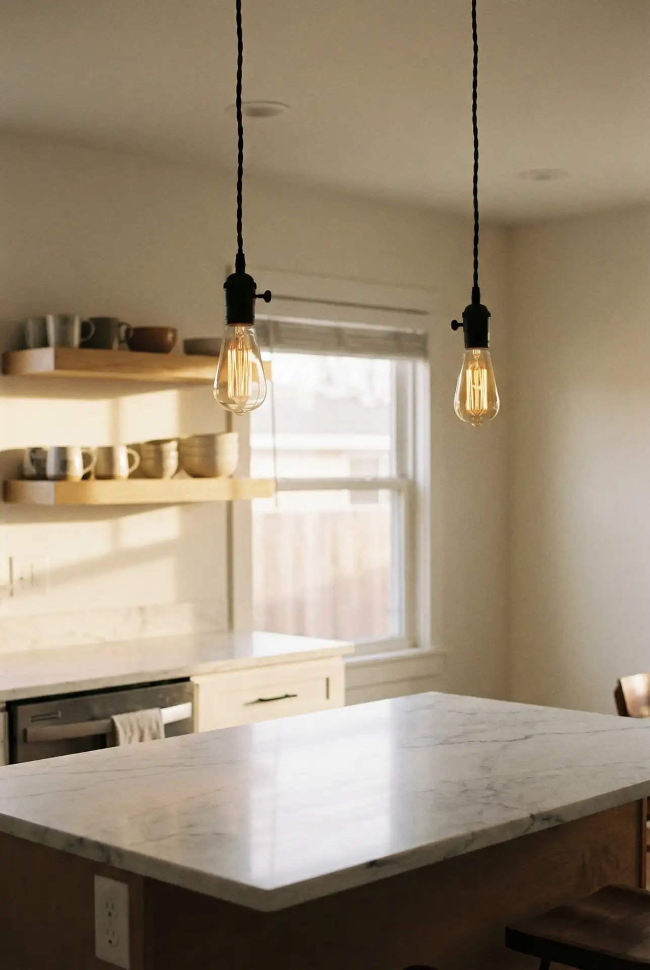 Vintage Edison Bulb Pendants on Fabric Cords 2