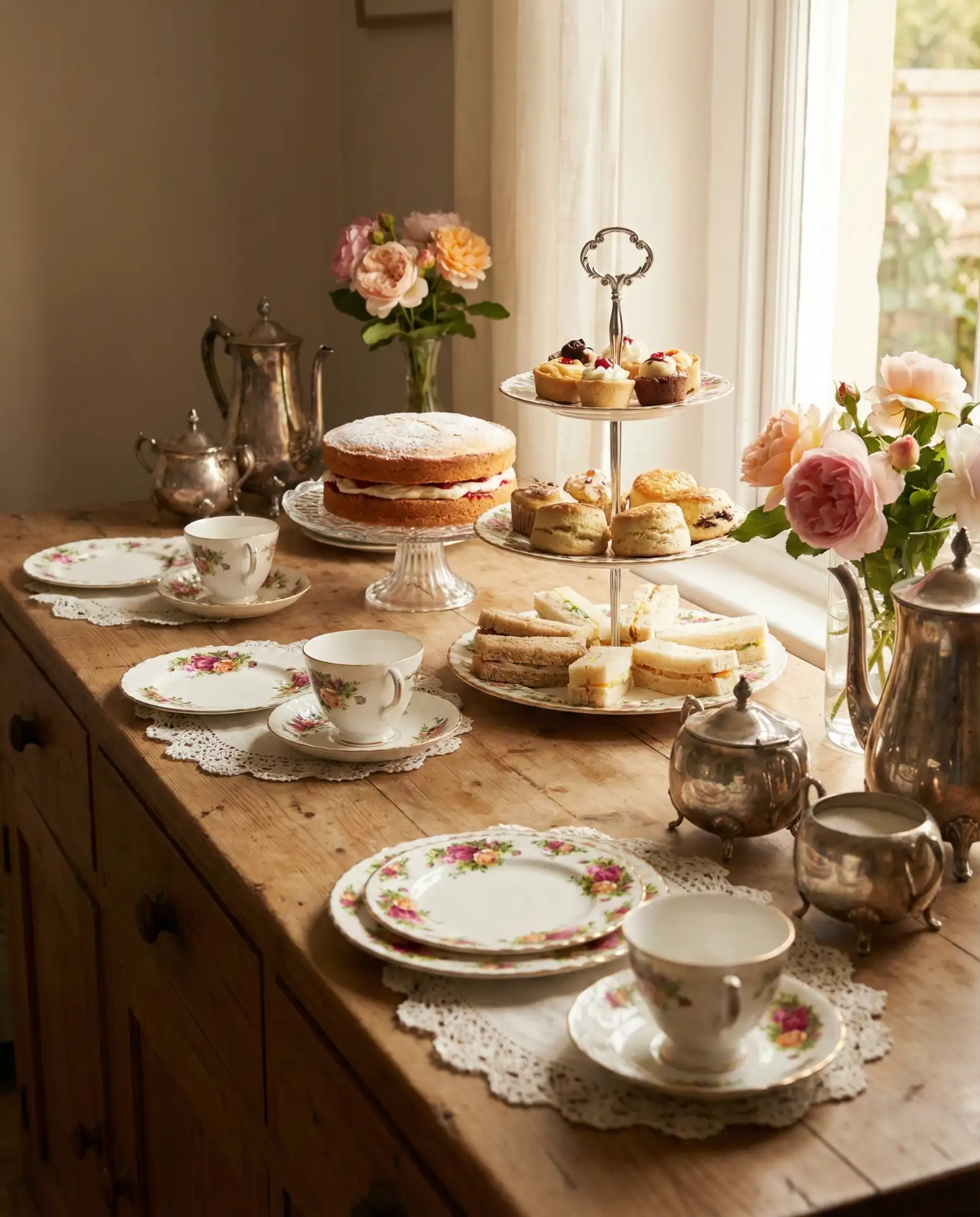 Vintage Tea Party Buffet with Floral China 2