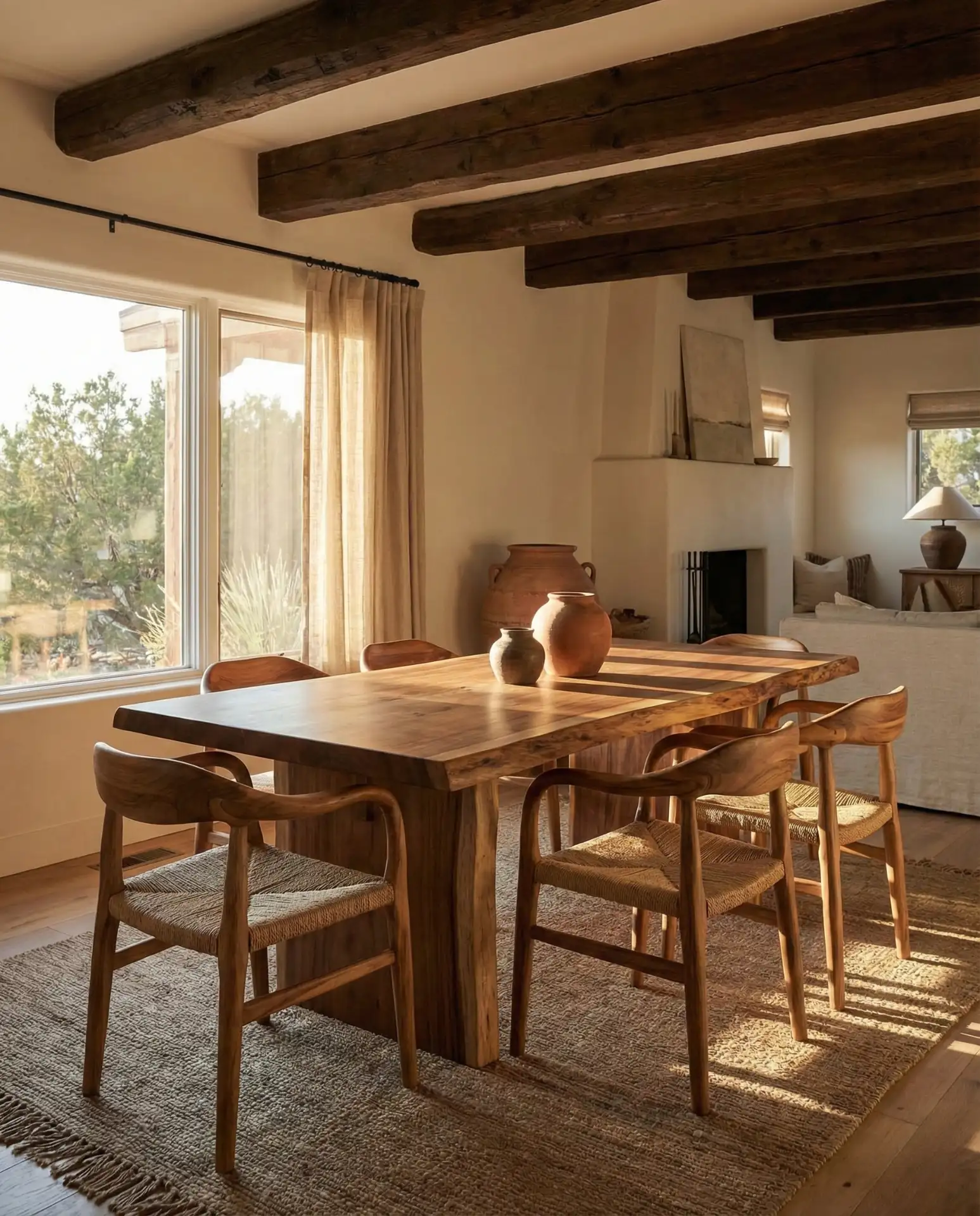 Warm Wooden Chairs with Live Edge Details 1