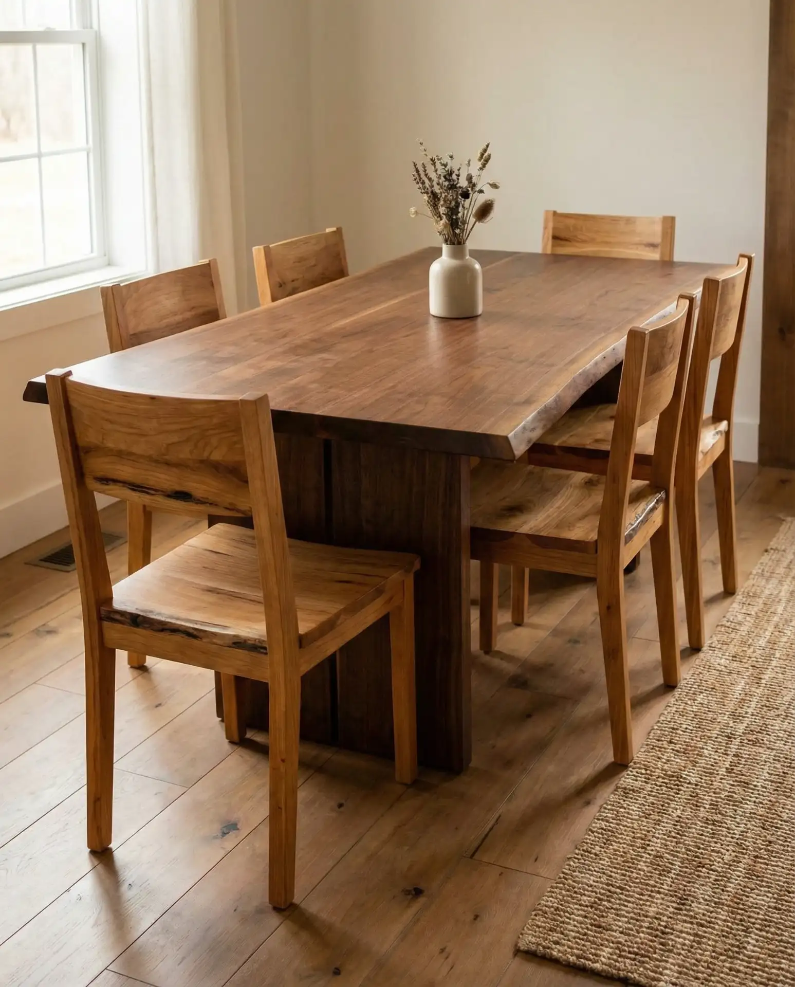 Warm Wooden Chairs with Live Edge Details 2