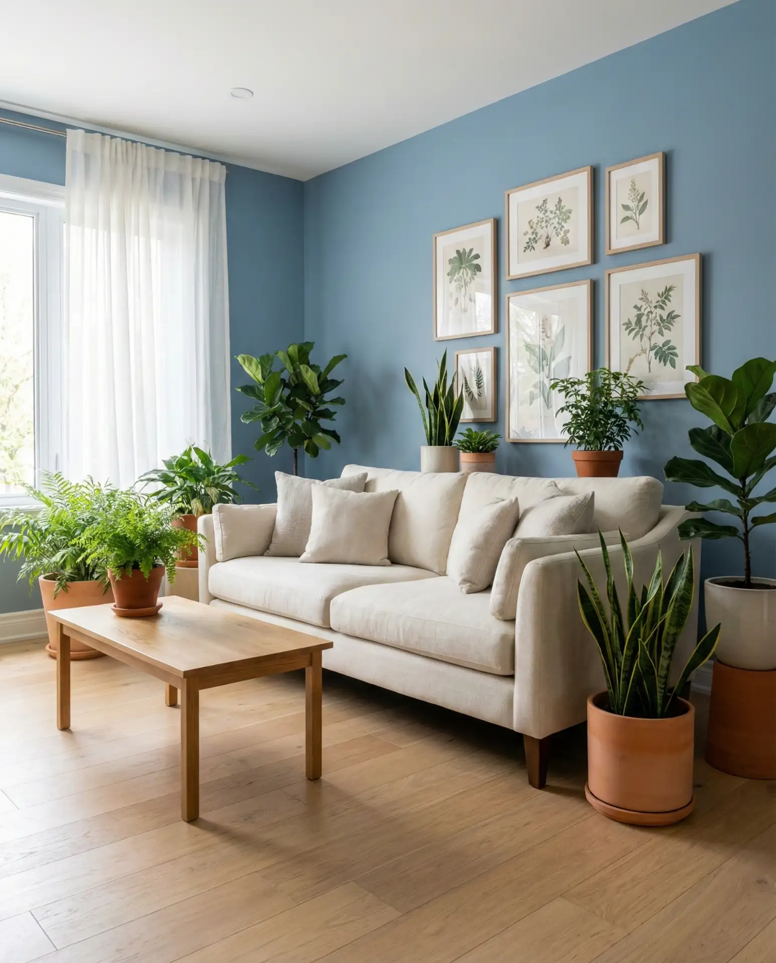 Wedgwood Blue Walls with Spring Green Plants 1