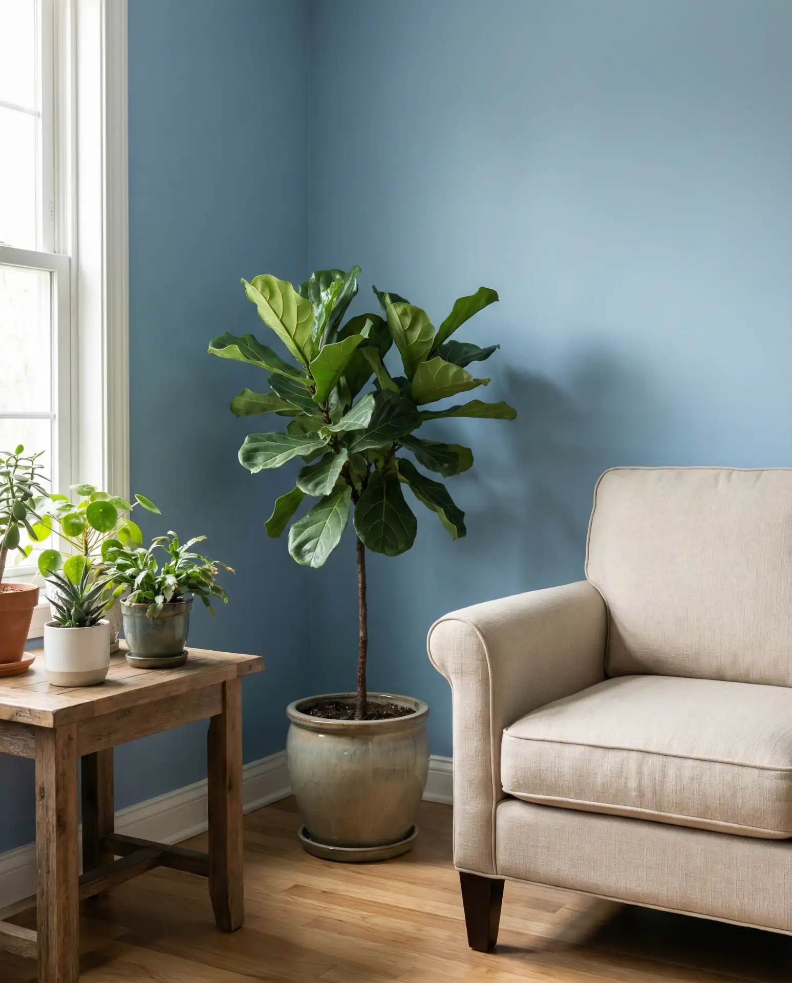 Wedgwood Blue Walls with Spring Green Plants 2