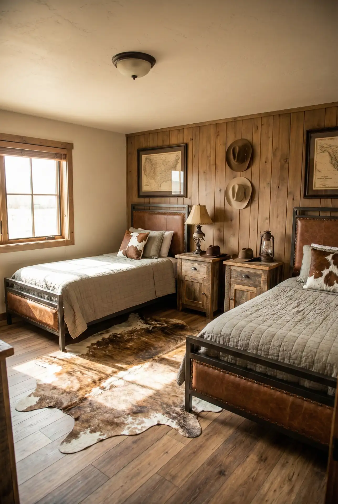Western Twin Bedroom with Leather and Denim Accents 1