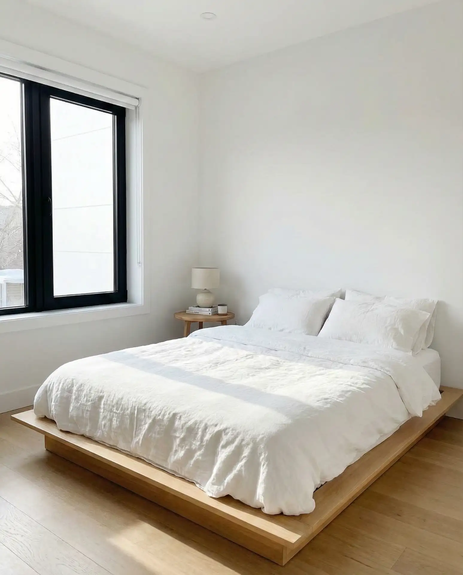 White Bedroom with Black Window Frames 1