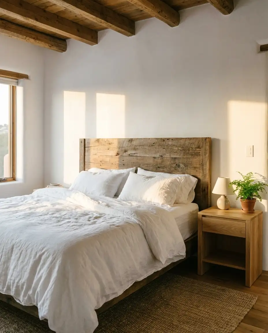 White Bedroom with Natural Wood Warmth 1