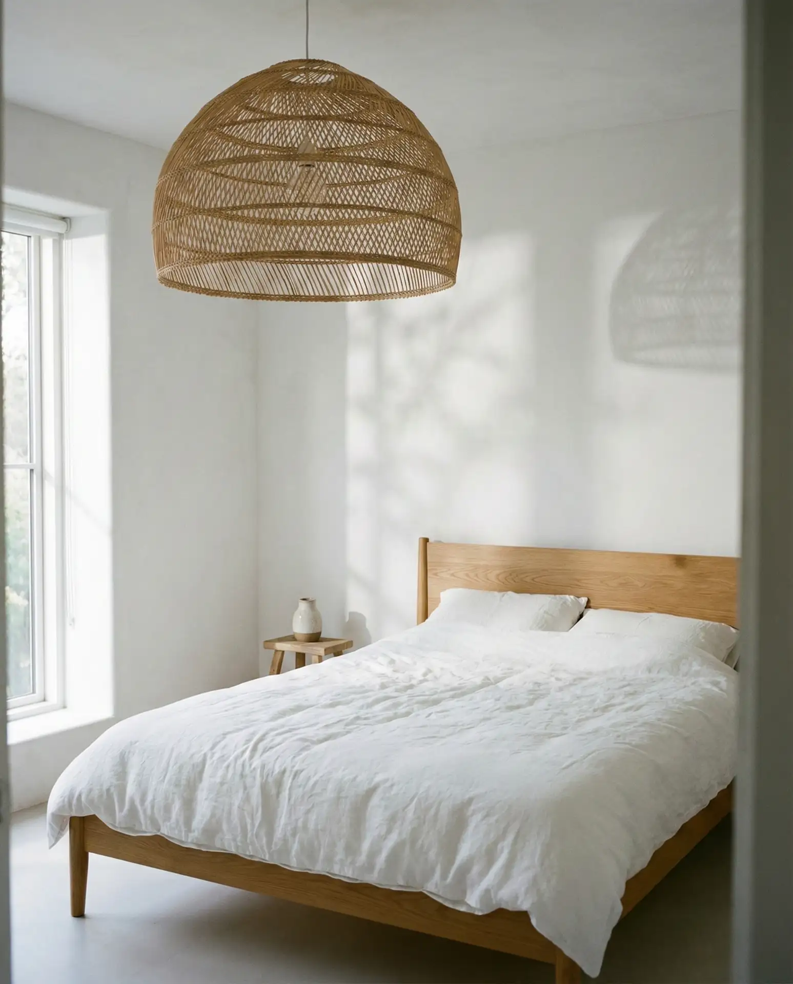 White Bedroom with Statement Lighting 1
