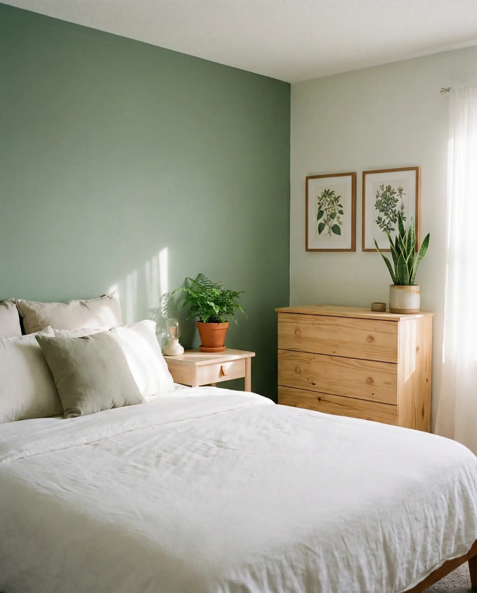 White and Sage Green Botanical Calm 1