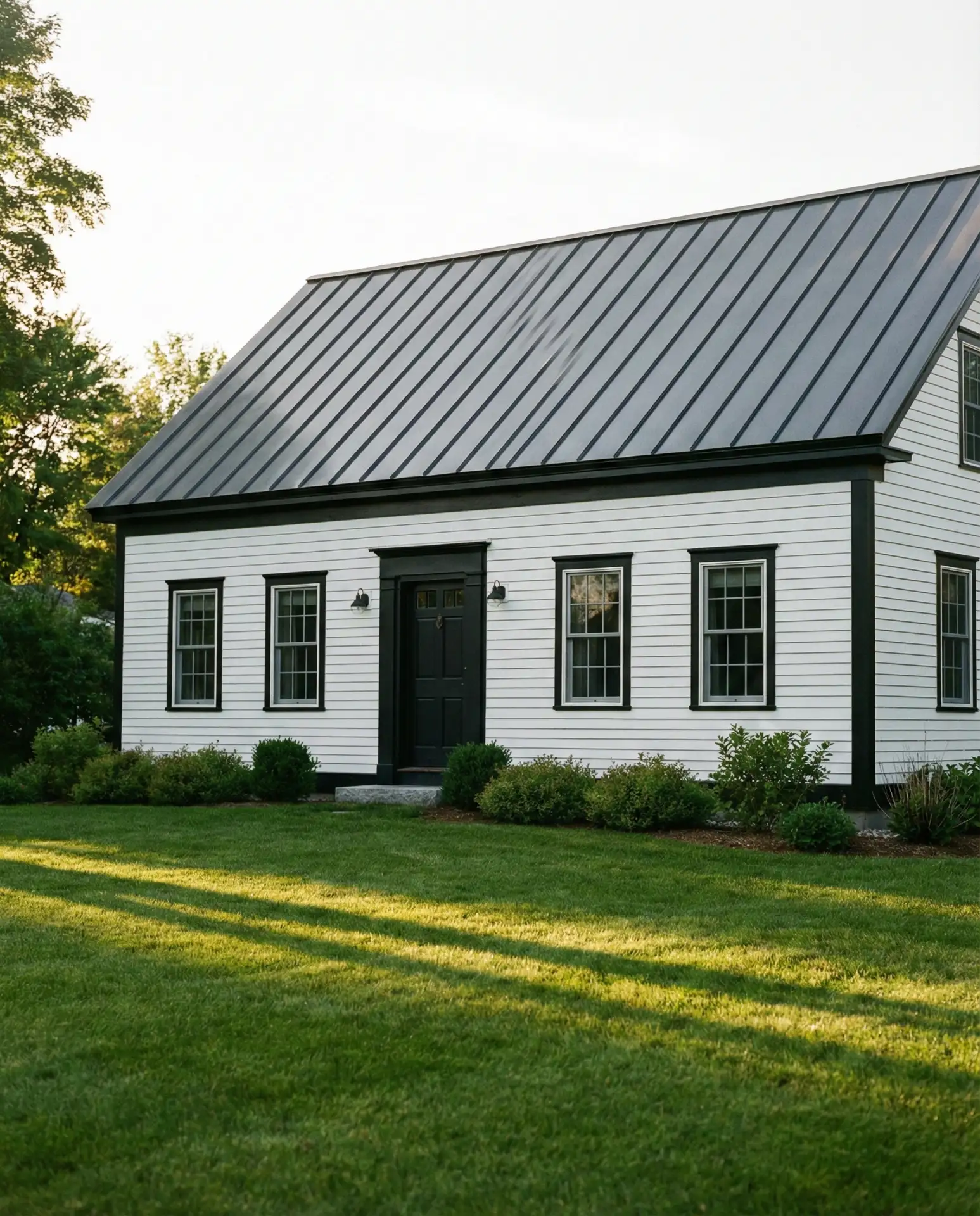 White with Black Trim and Metal Roof 1