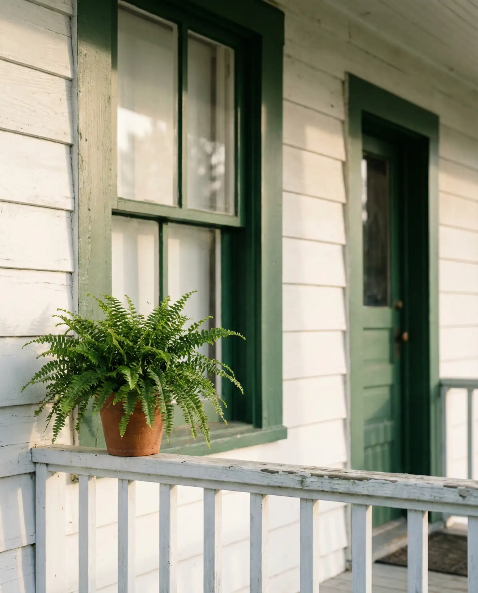White with Forest Green Trim and Door 1