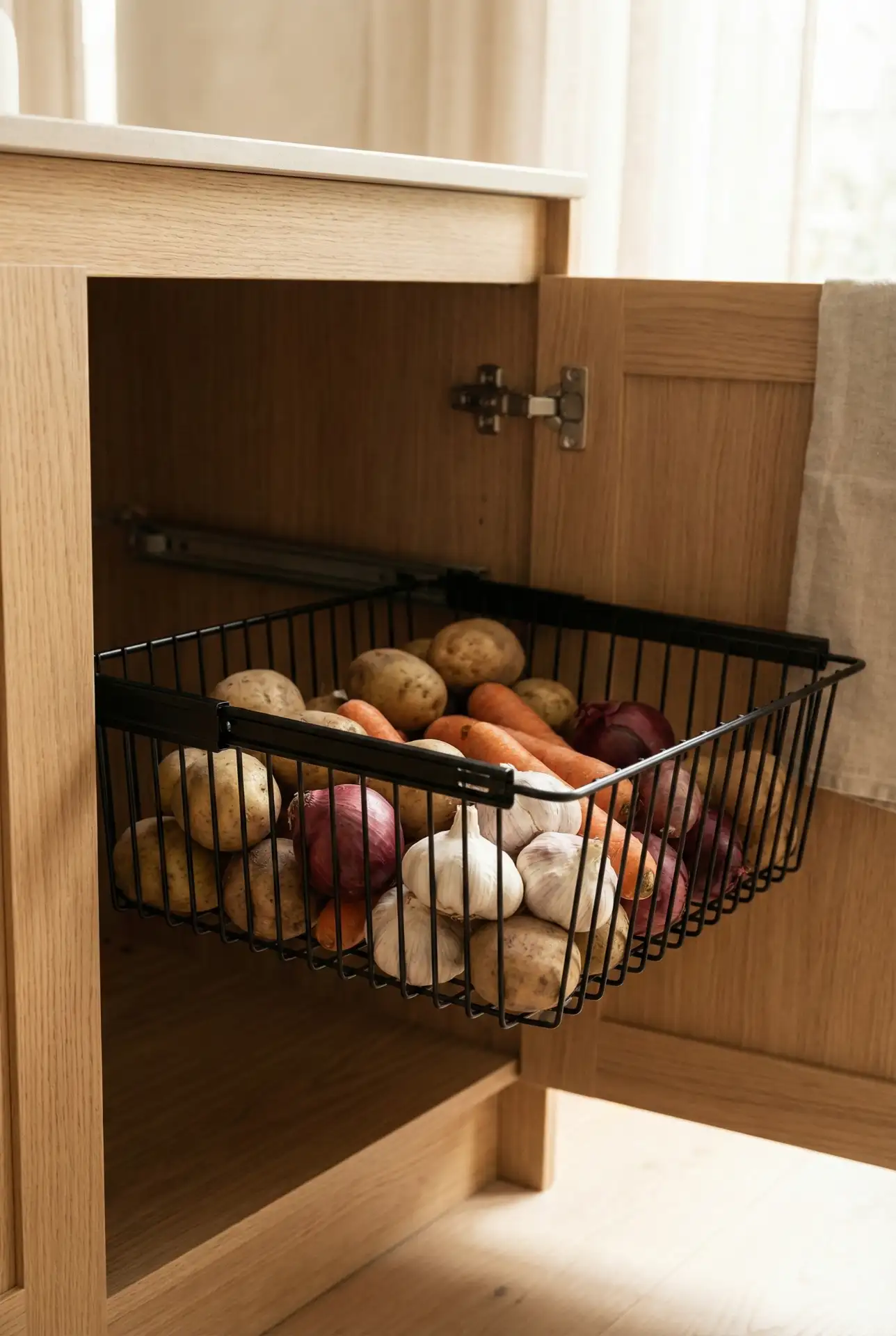 Wire Basket Pull-Outs for Produce Storage 2