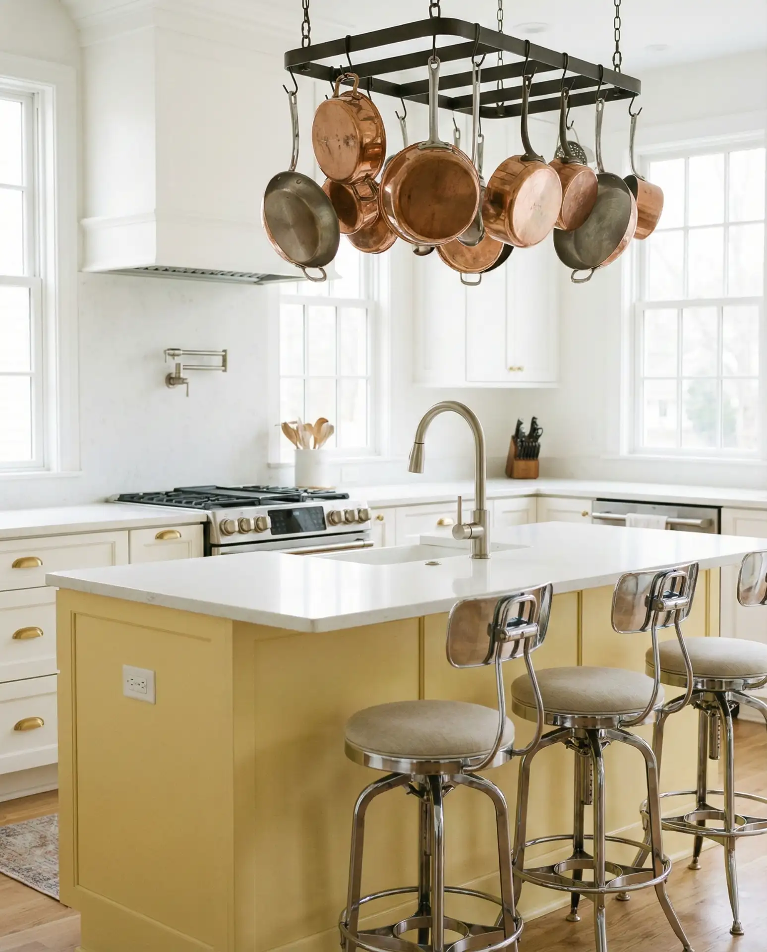 Yellow Kitchen Designs with Mixed Metallics 1