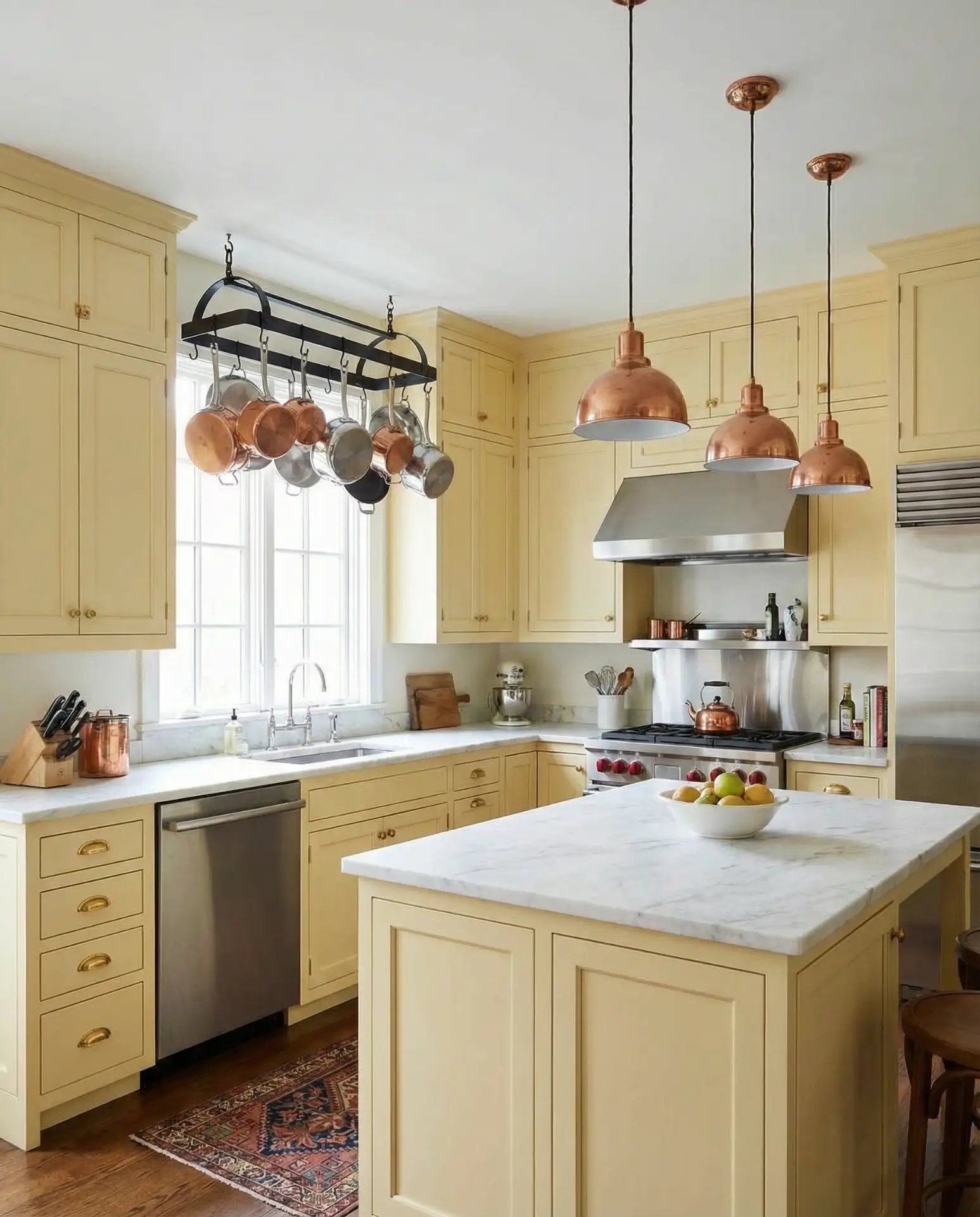 Yellow Kitchen Designs with Mixed Metallics 2