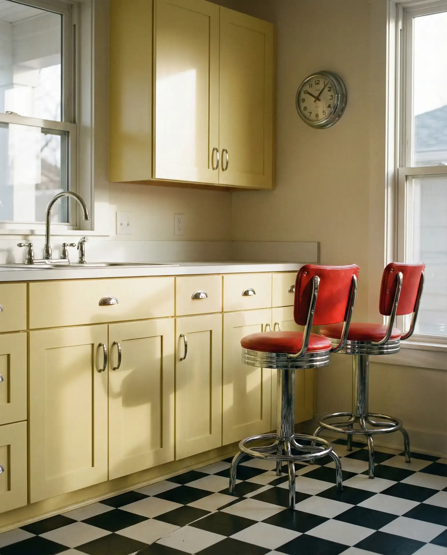 Yellow Kitchen with Red Vintage Accents 1