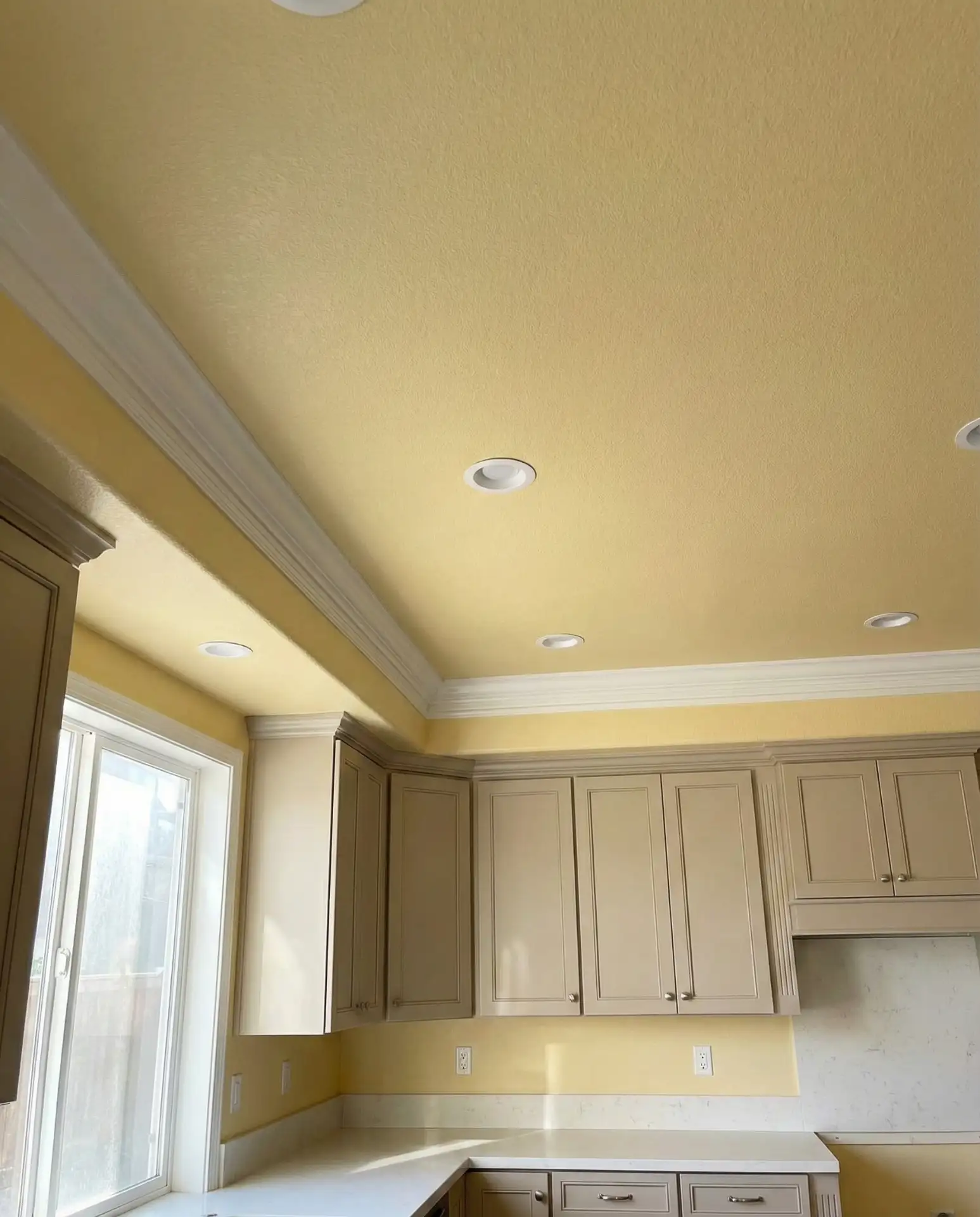 Yellow Painted Ceiling with Neutral Kitchen 1