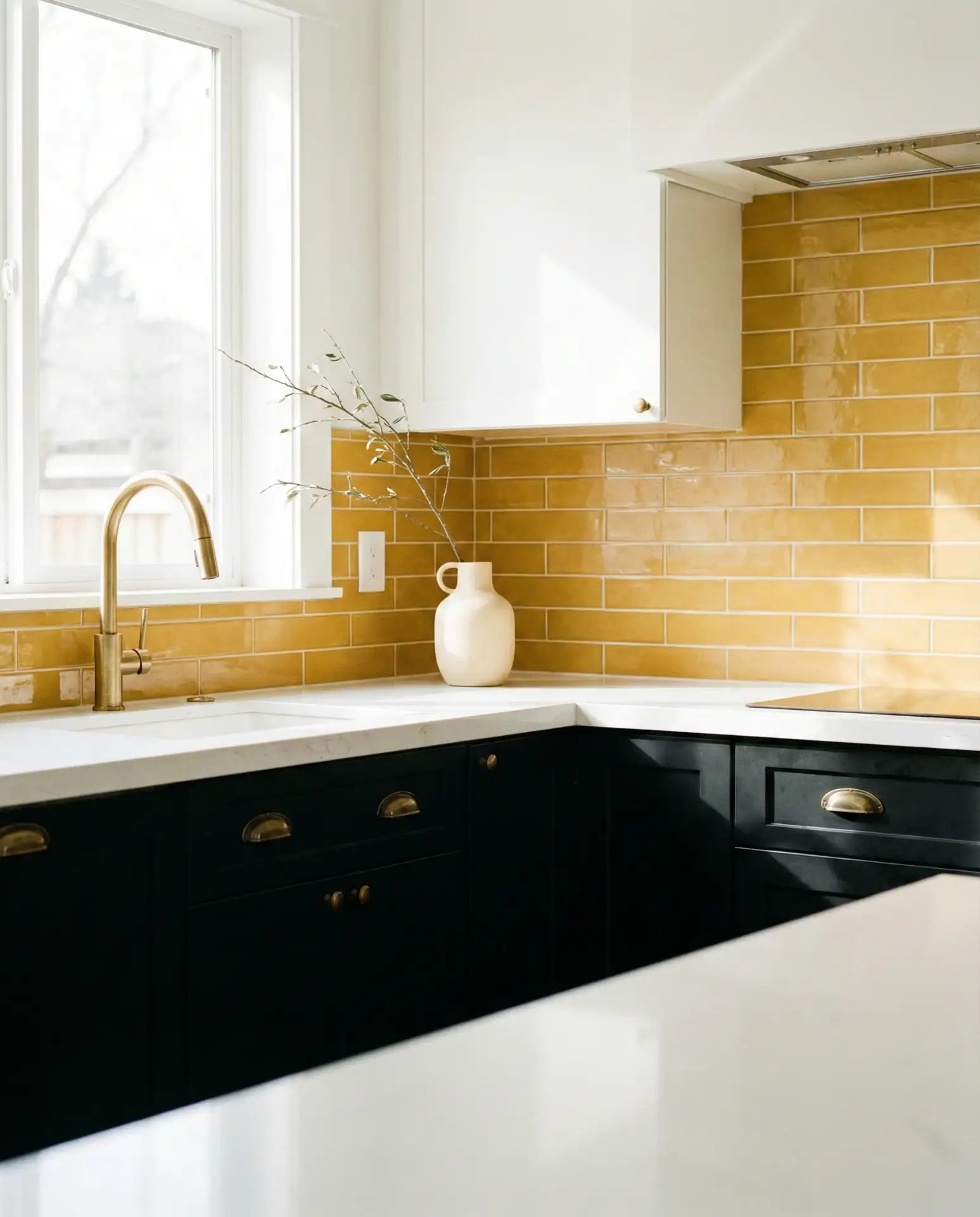 Yellow Tile Backsplash with Dark Cabinets 2