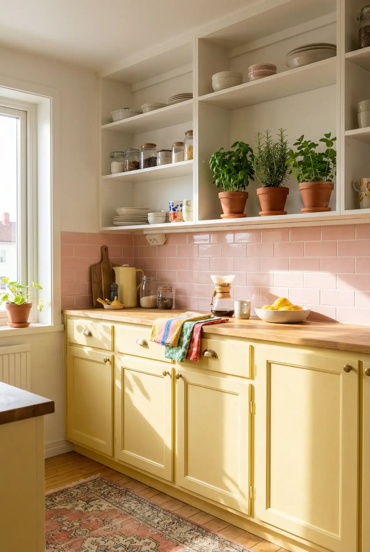 Yellow and Pink Cheerful Kitchen Accents 1