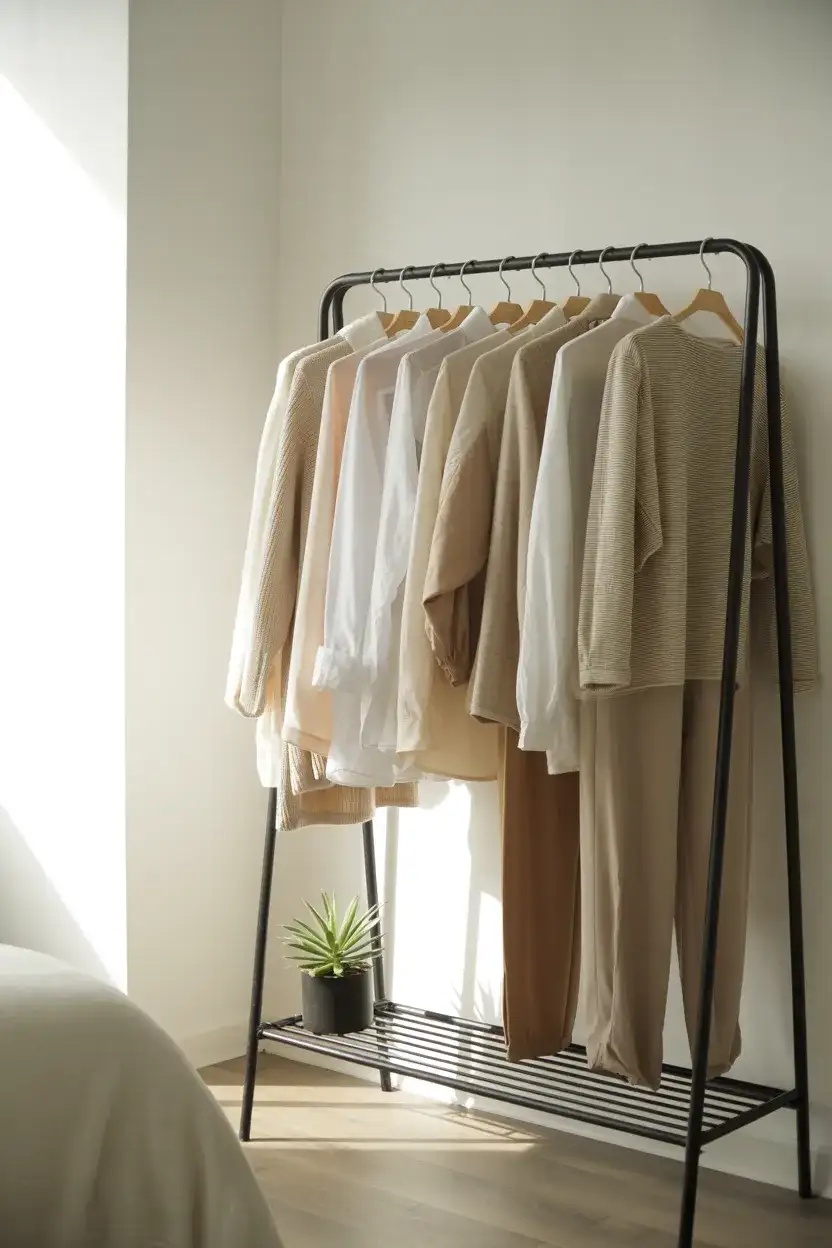 Aesthetic Open Clothing Racks for Curated Wardrobes 1