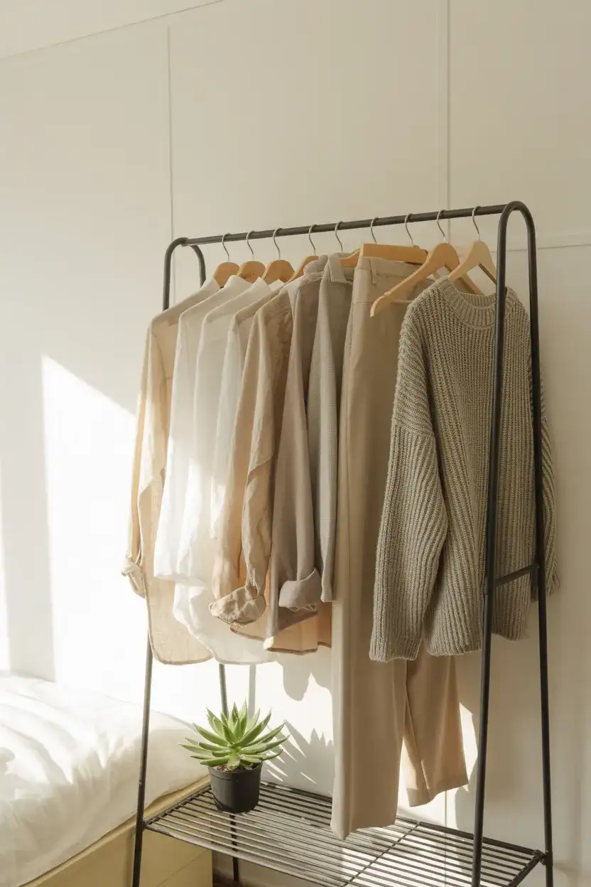 Aesthetic Open Clothing Racks for Curated Wardrobes 2